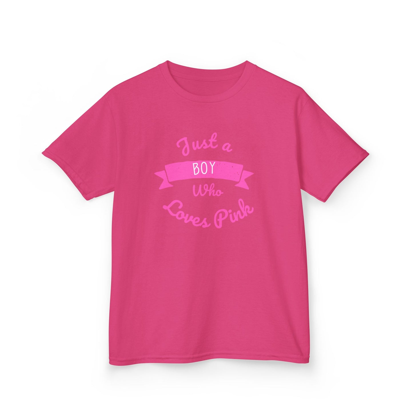 Just a Boy Who Loves Pink Kids Heavy Cotton Tee - Fun T-Shirt for Boys, Great for Birthdays and Celebrations