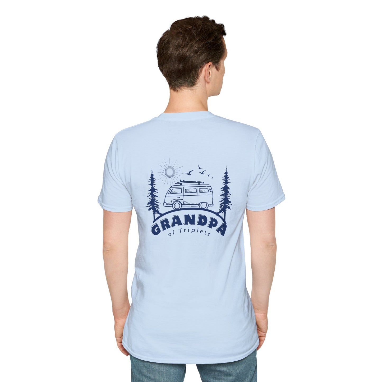 Grandpa of Triplets- Camper Graphic T-Shirt — front and Back Designs