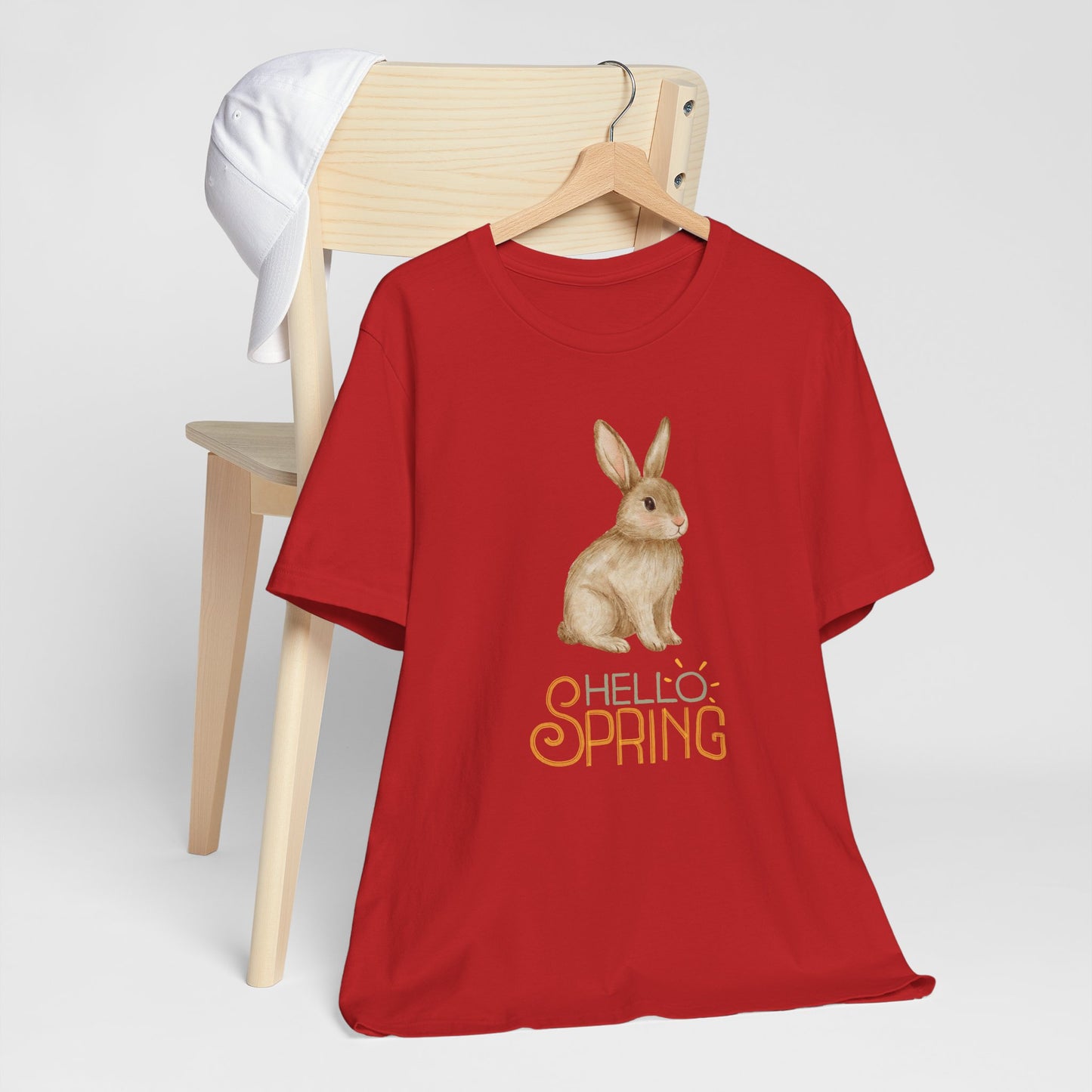 Hello Spring Bunny T-Shirt — Cute Watercolor Rabbit Spring Tee