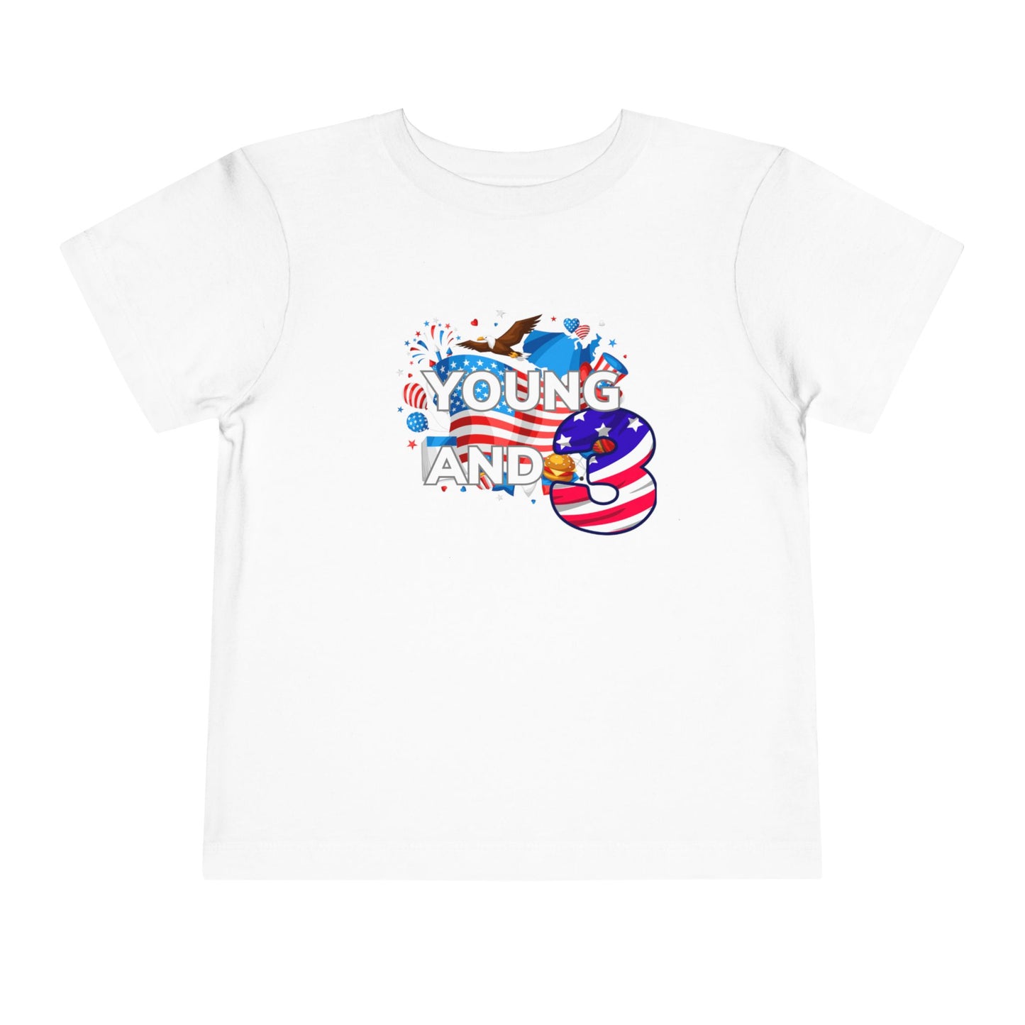 3rd Birthday- "Young and Free" USA Toddler Tee – Cute Kids' Unisex Shirt with Patriotic Design