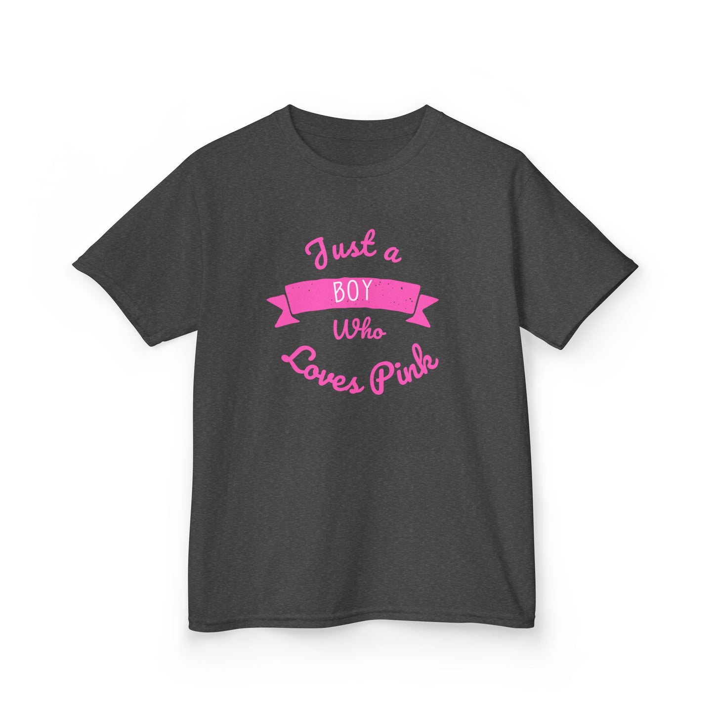 Just a Boy Who Loves Pink Kids Heavy Cotton Tee - Fun T-Shirt for Boys, Great for Birthdays and Celebrations