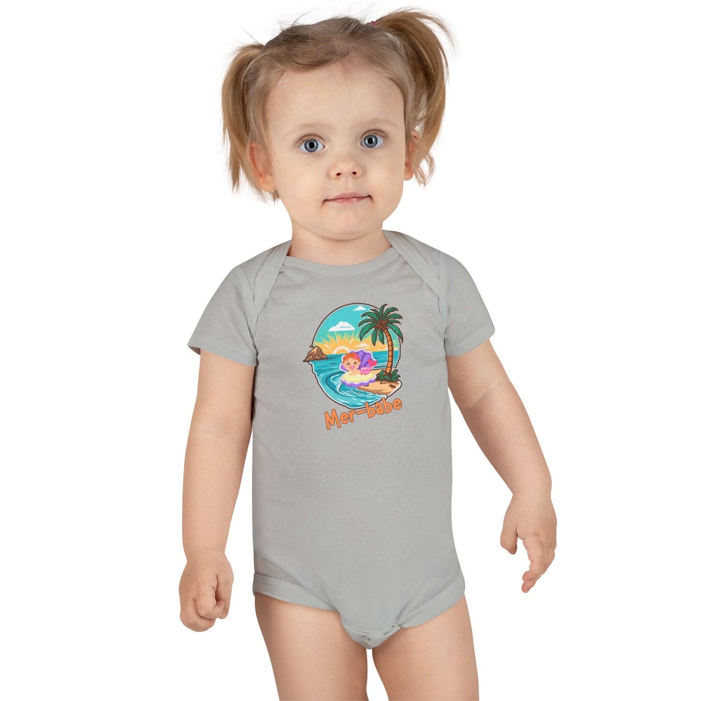 Mer-Bae, Cute Mermaid Design Baby Clothes, Beach Baby Apparel, Preemie to Toddler Outfit