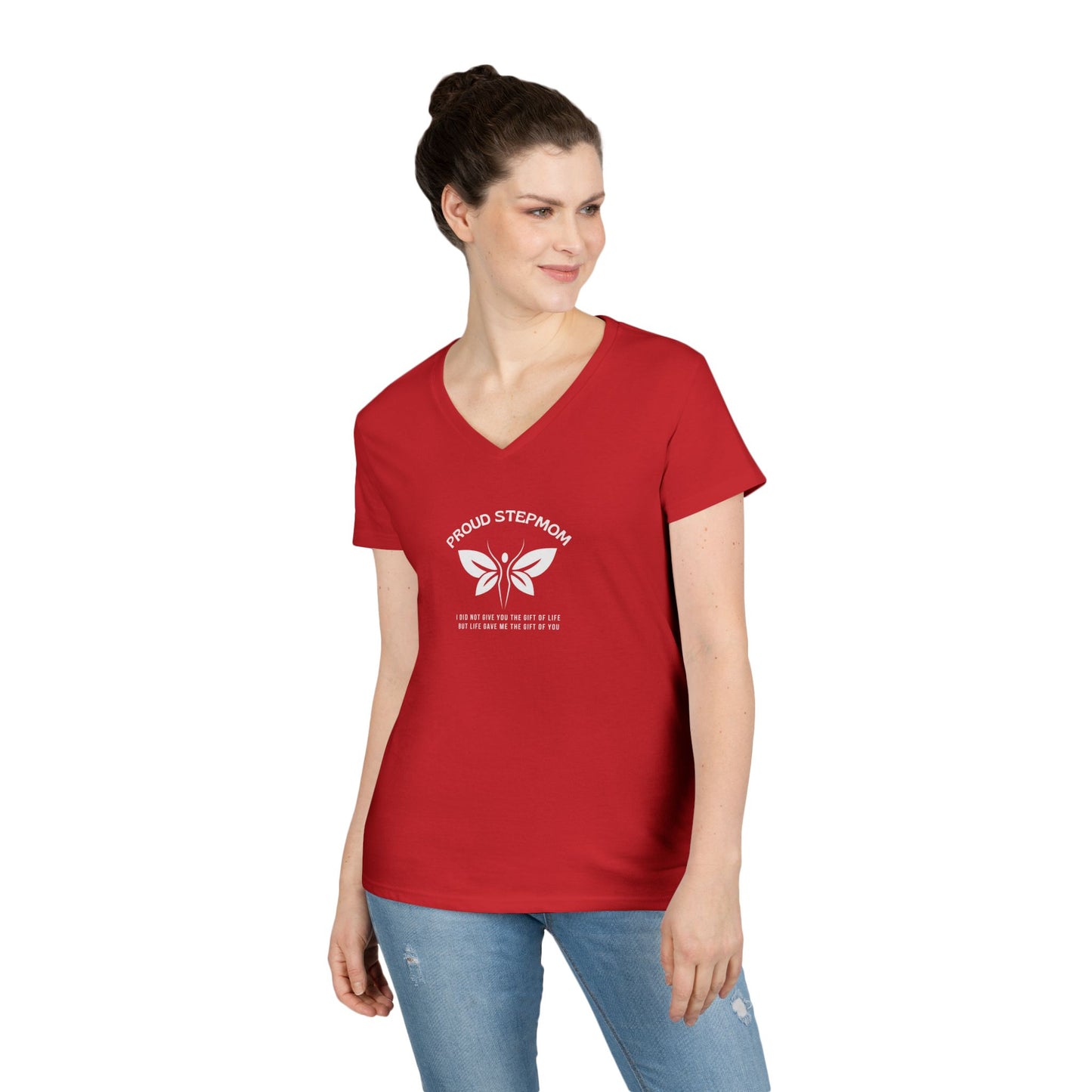 "Proud Stepmom"- V-Neck T-Shirt - Cute Gift for Stepmoms