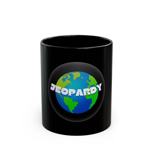 Jeopardy! Themed Black Coffee Mug - Trivia Lover Gift