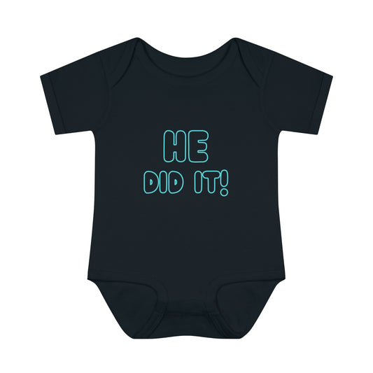 He Did It! No, He Did It! Funny Joke Set (2 Bodysuits) for Twin Boys