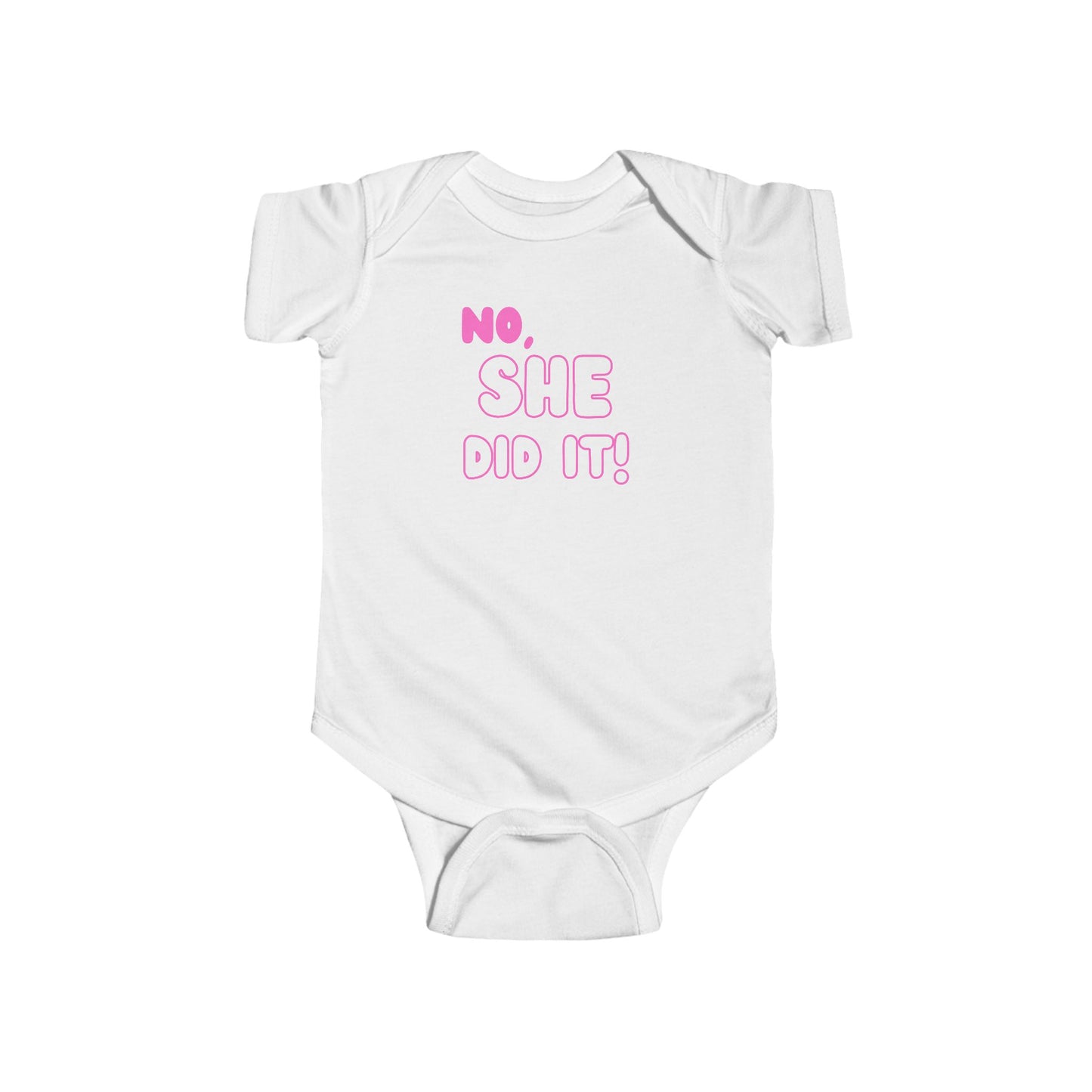 Twin Bodysuit – "No, She Did It!" – Fun Infant Outfit for New Parents