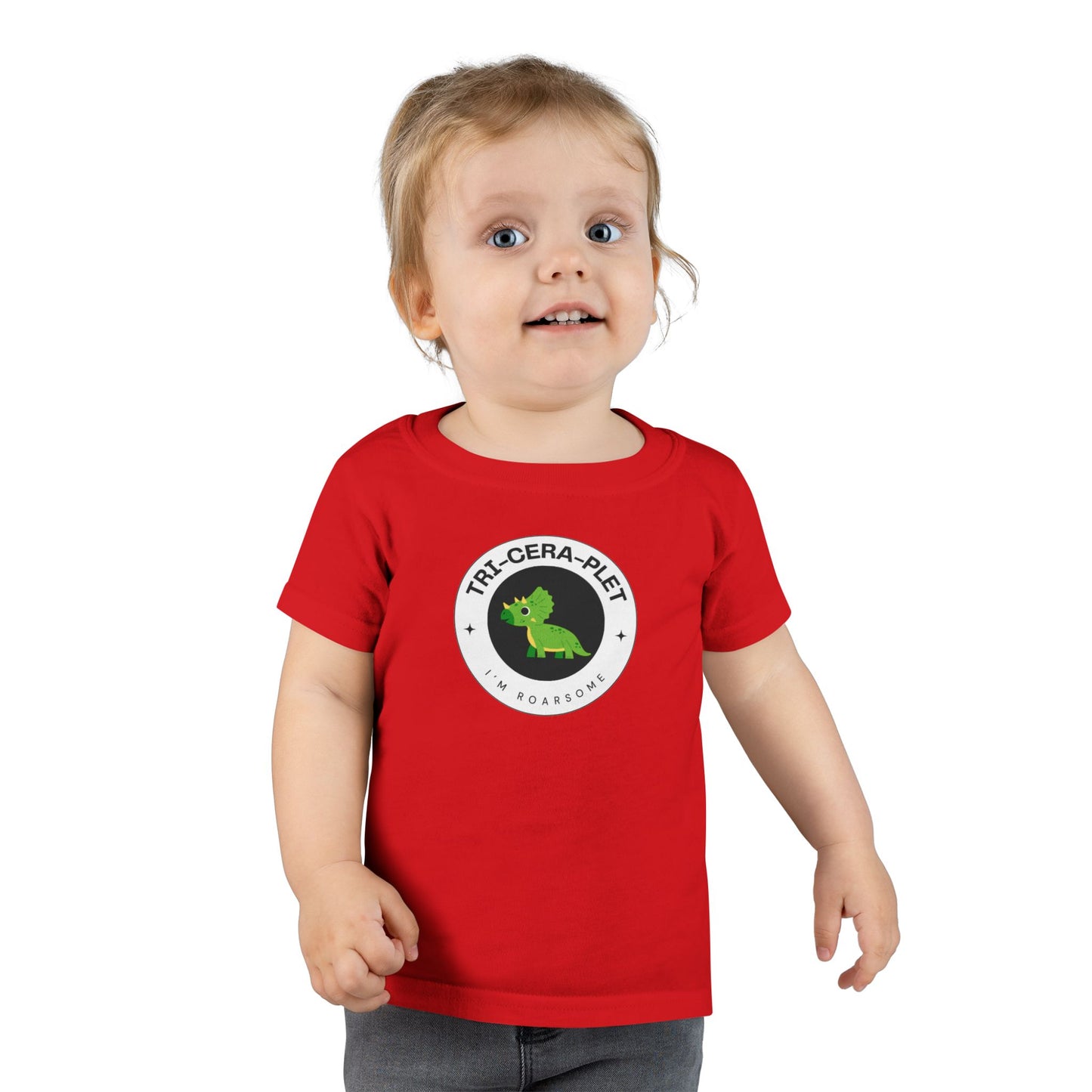 Tri-cera-plet: I'm Roarsome! Triplet Toddler Dinosaur T-shirt – (Ages 2-6 Years)