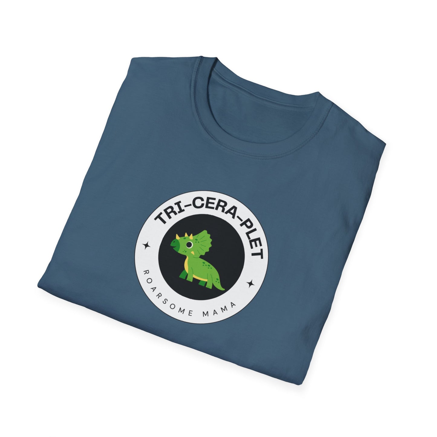 Tri-Cera-Plet-Roarsome Mama- T-Shirt - for Triplet Mamas and Dinosaur Lovers