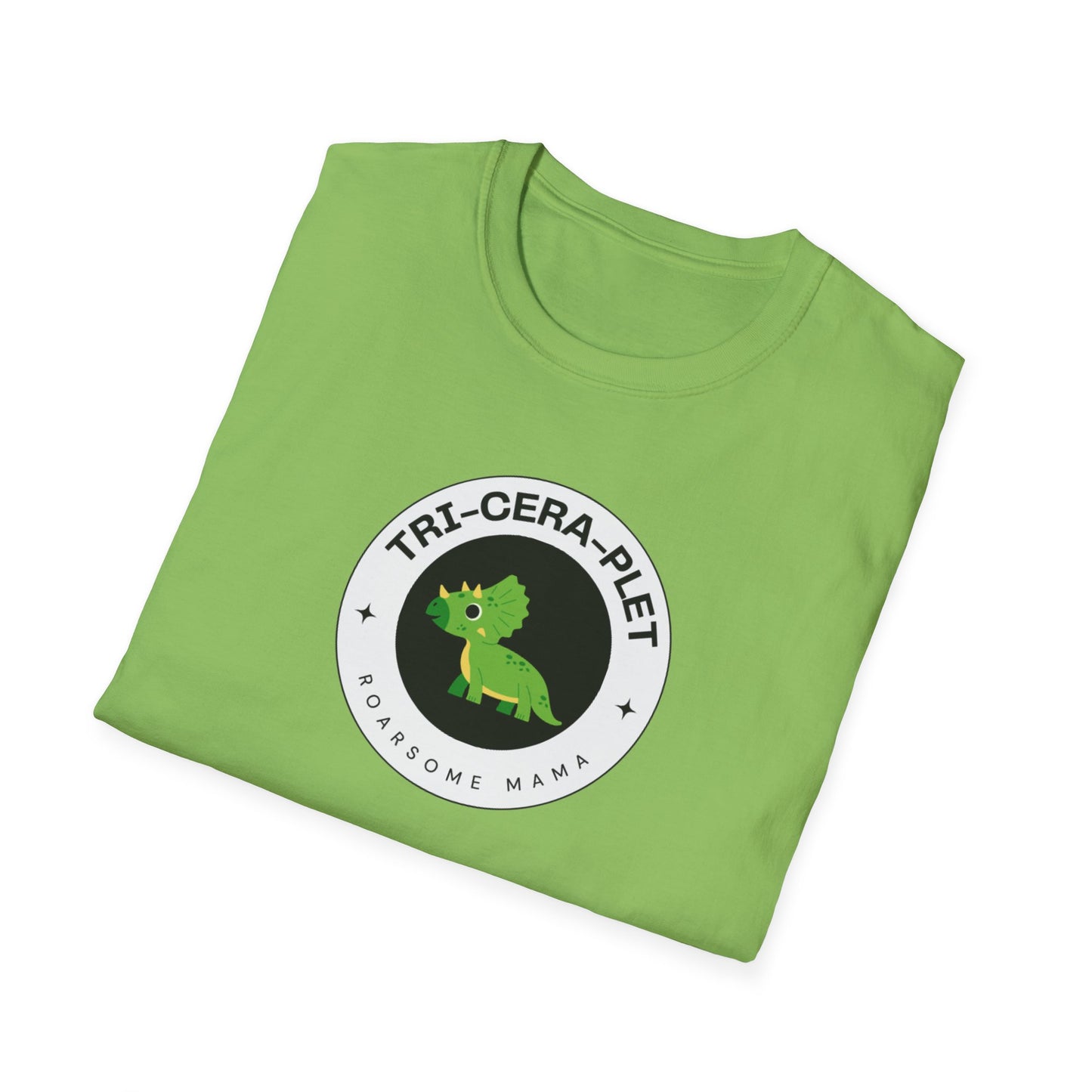 Tri-Cera-Plet-Roarsome Mama- T-Shirt - for Triplet Mamas and Dinosaur Lovers