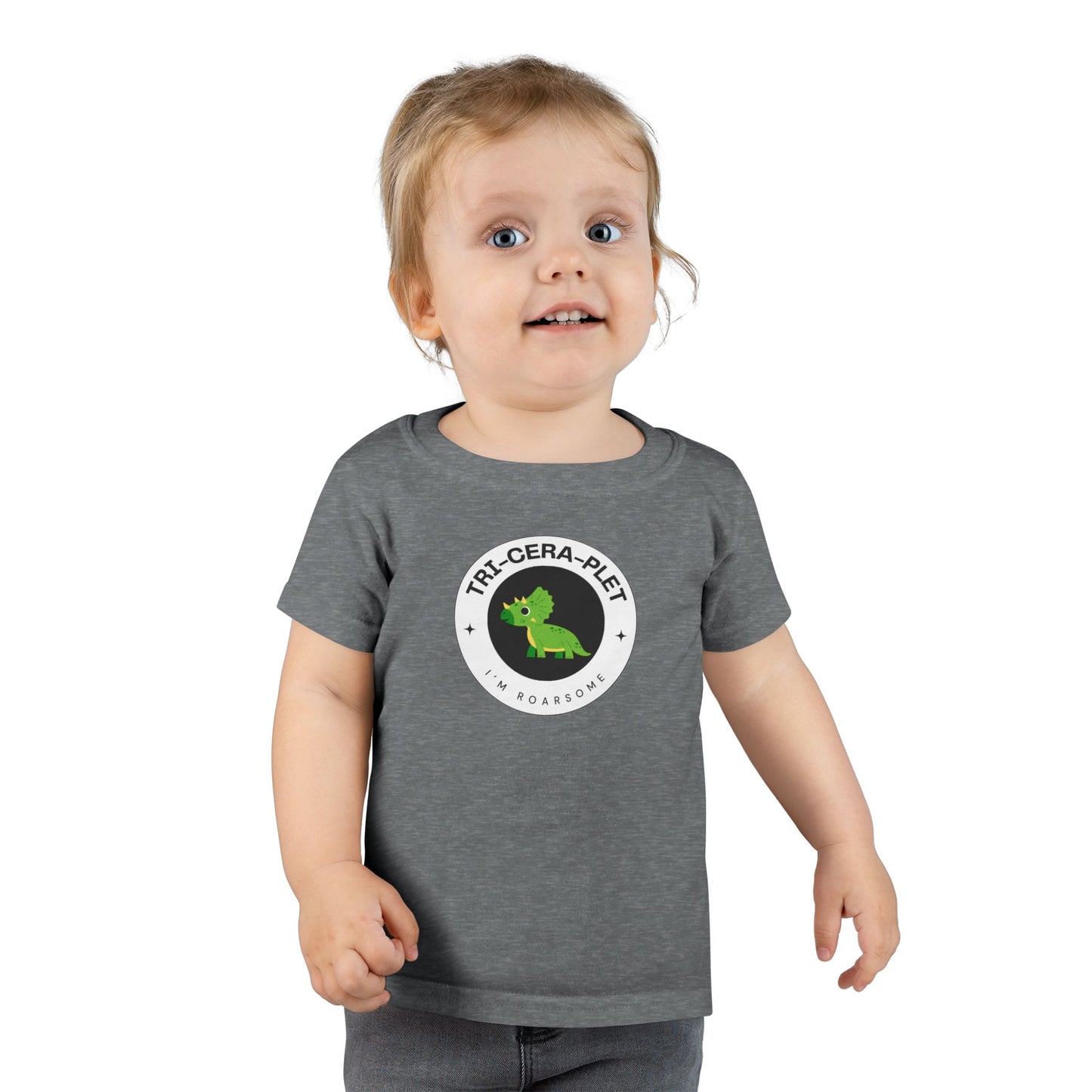 Tri-cera-plet: I'm Roarsome! Triplet Toddler Dinosaur T-shirt – (Ages 2-6 Years)