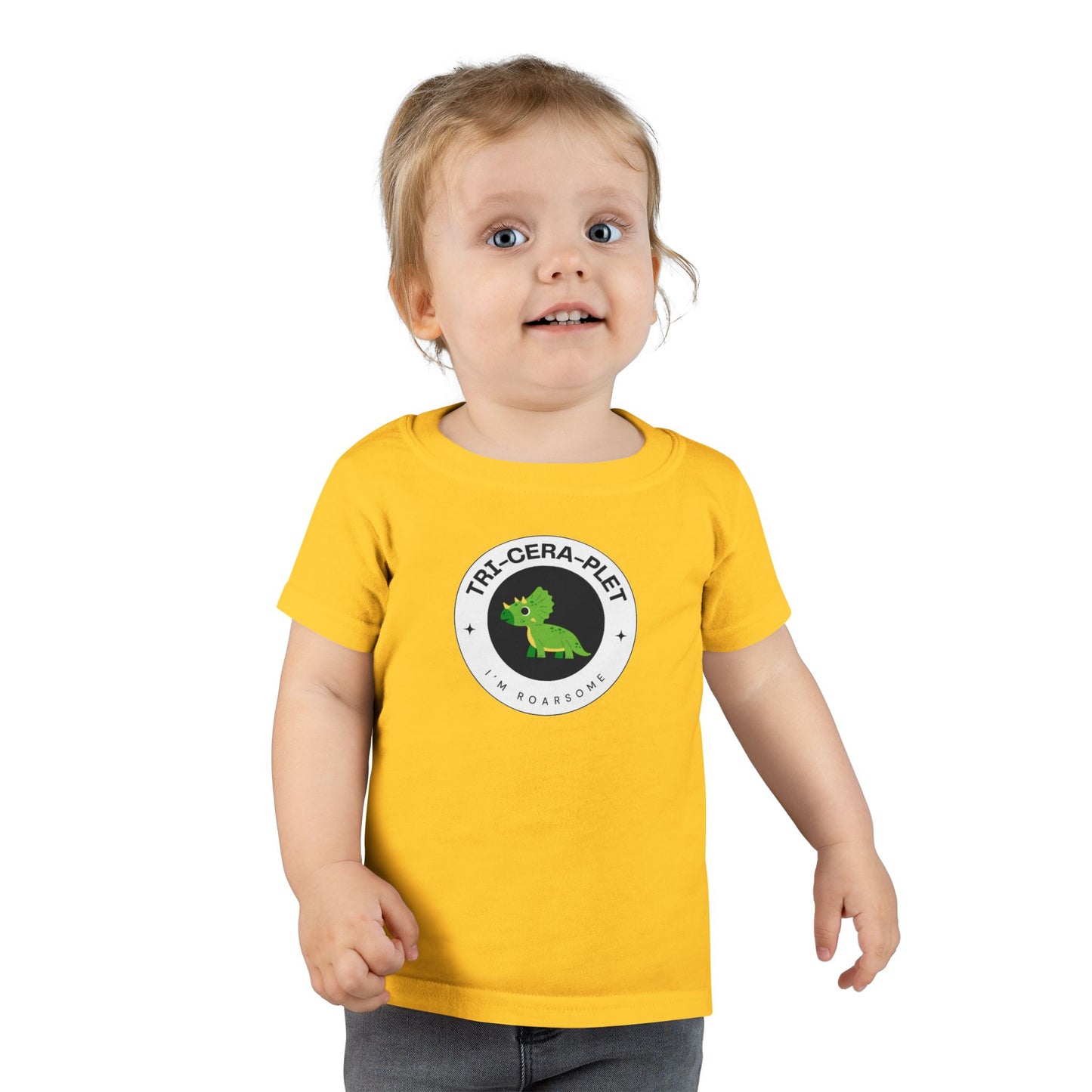Tri-cera-plet: I'm Roarsome! Triplet Toddler Dinosaur T-shirt – (Ages 2-6 Years)