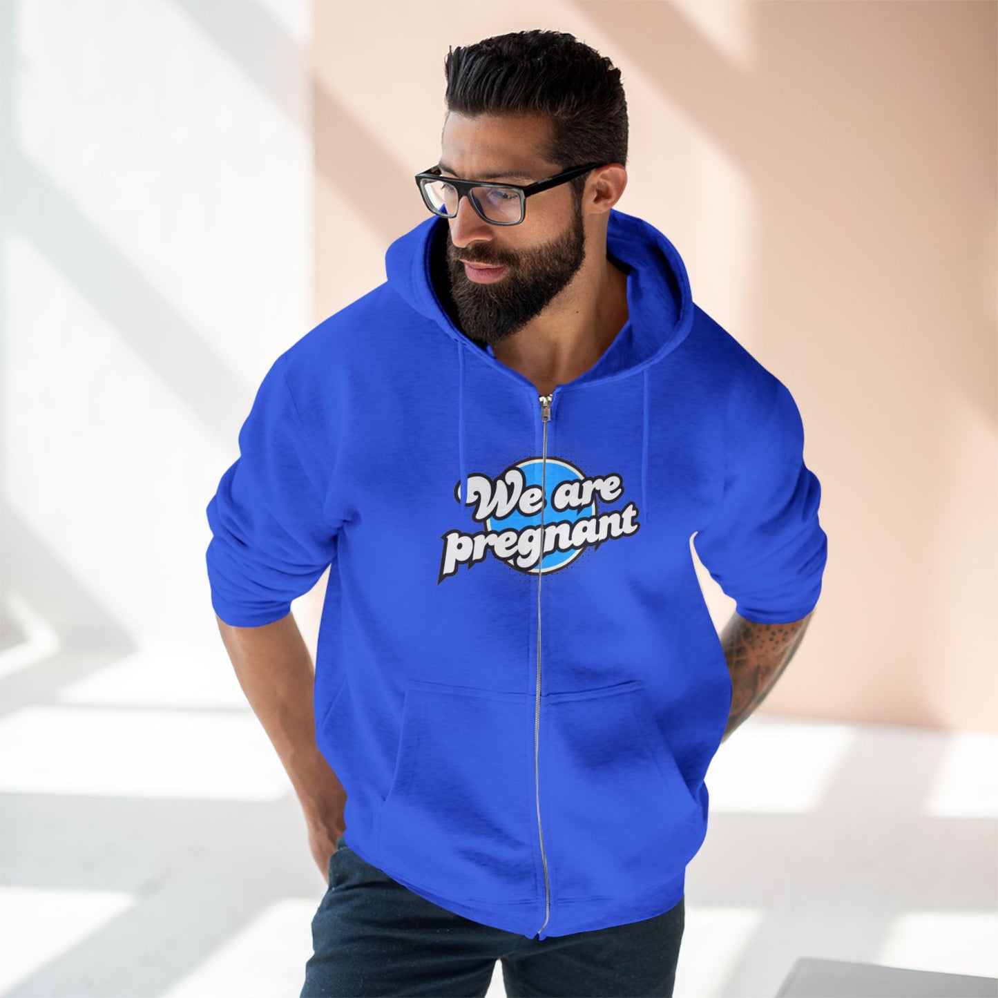 Unisex Zip Hoodie for Expecting Parents, We Are Pregnant Sweatshirt, Maternity Gift, Baby Announcement Apparel, Cozy Pregnancy Wear