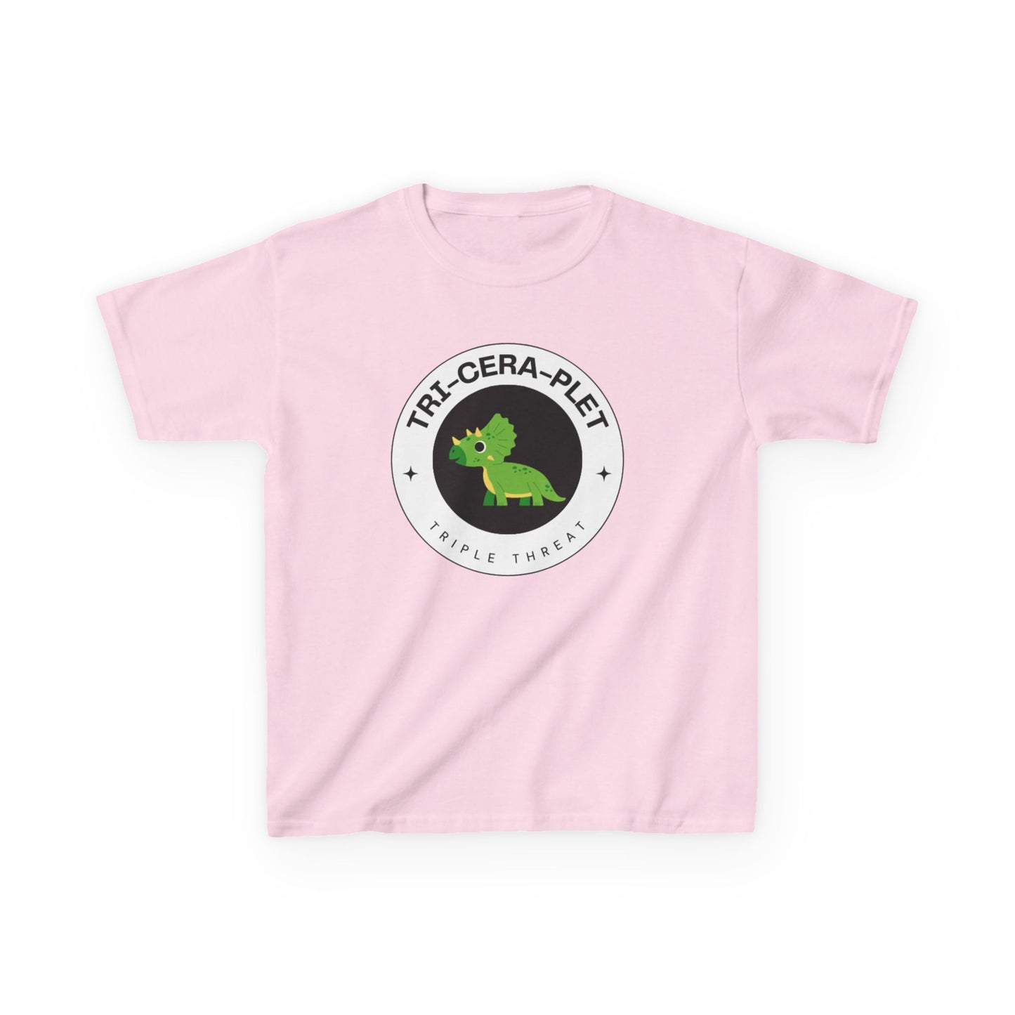 Tri-Cera-Plet Young Kids T-Shirt - Fun Dino Graphic T-Shirt for Triplets