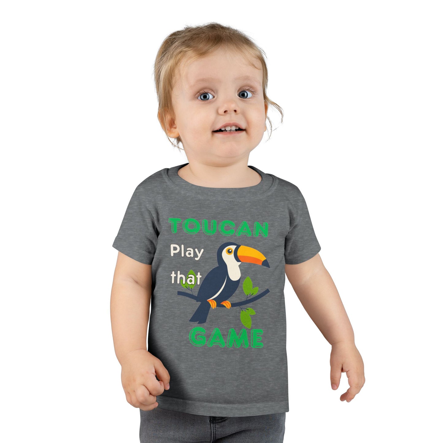 Twin Toddler T-Shirt - "Toucan Play That Game" - Fun Gray Tee for Kids