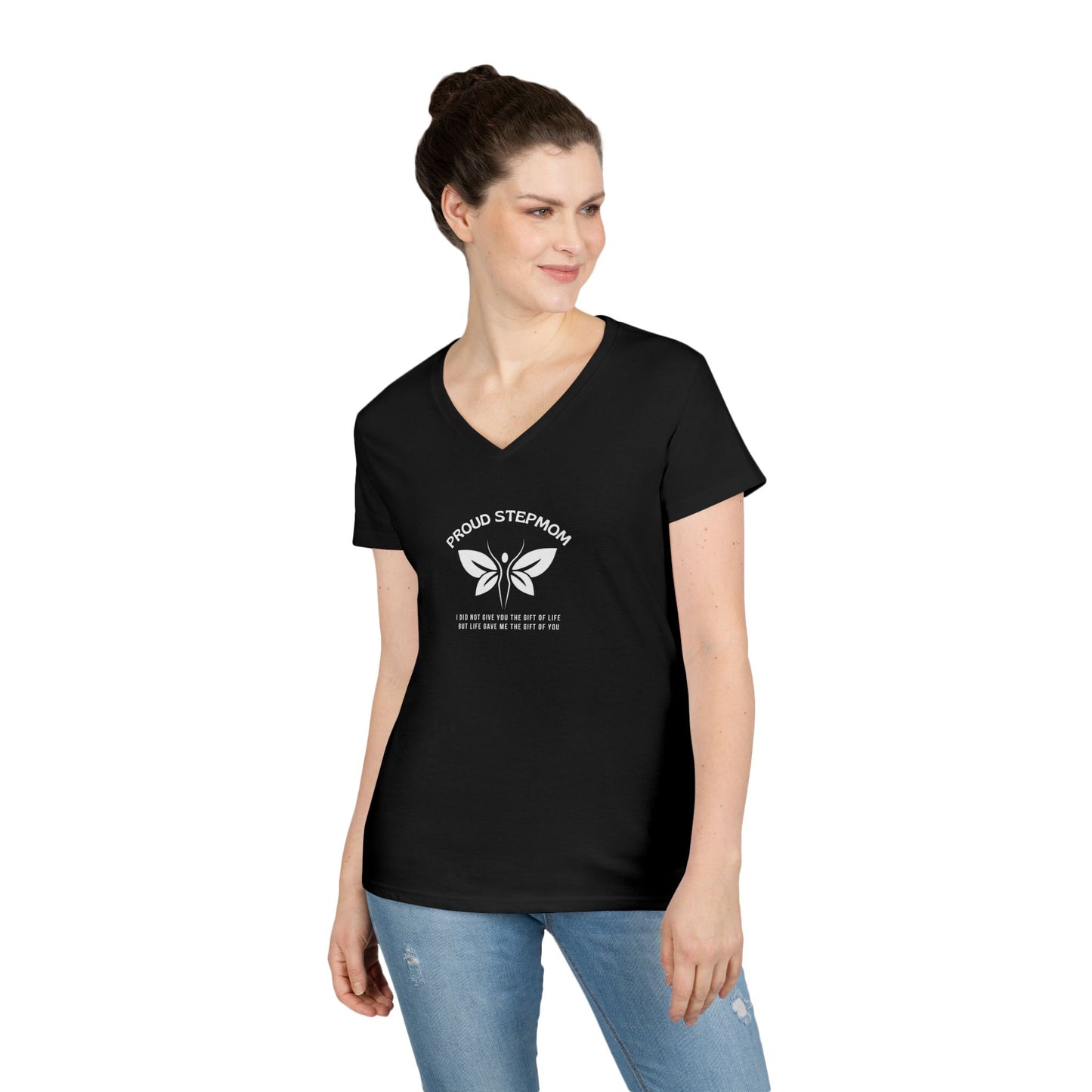 "Proud Stepmom"- V-Neck T-Shirt - Cute Gift for Stepmoms