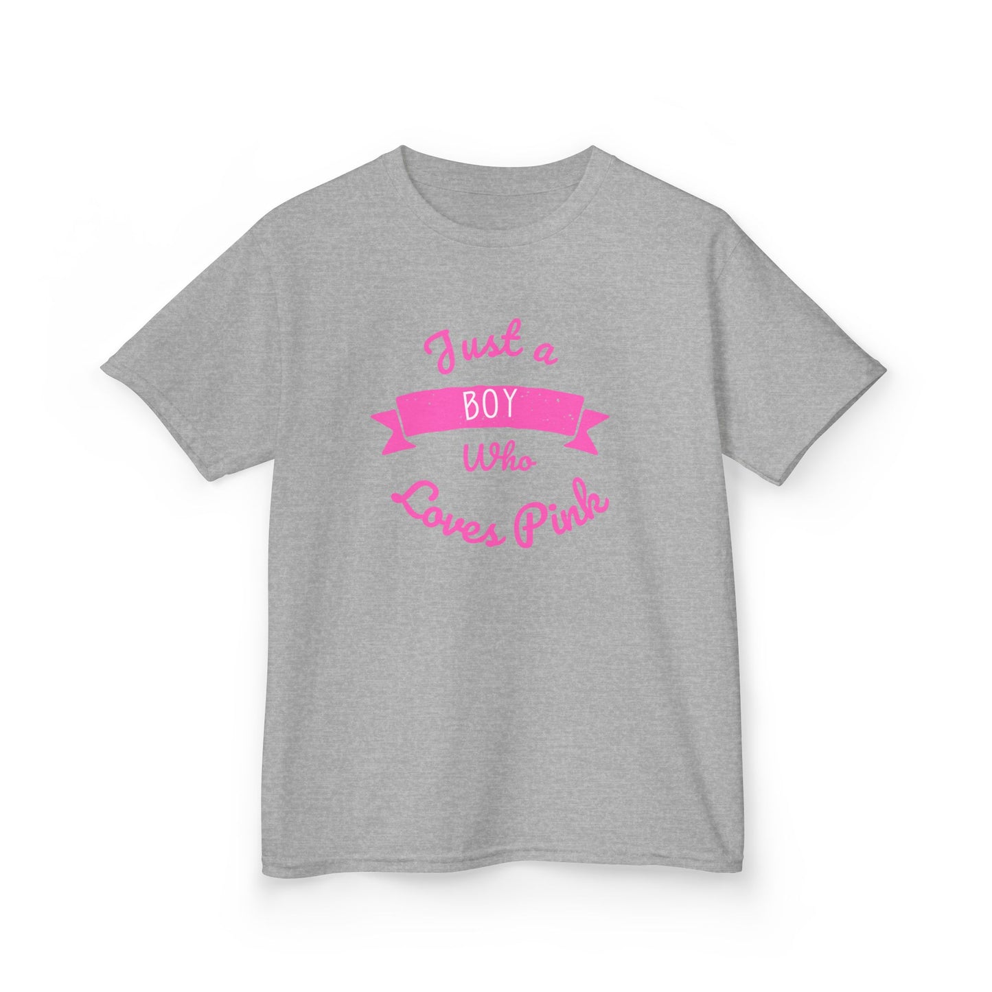 Just a Boy Who Loves Pink Kids Heavy Cotton Tee - Fun T-Shirt for Boys, Great for Birthdays and Celebrations