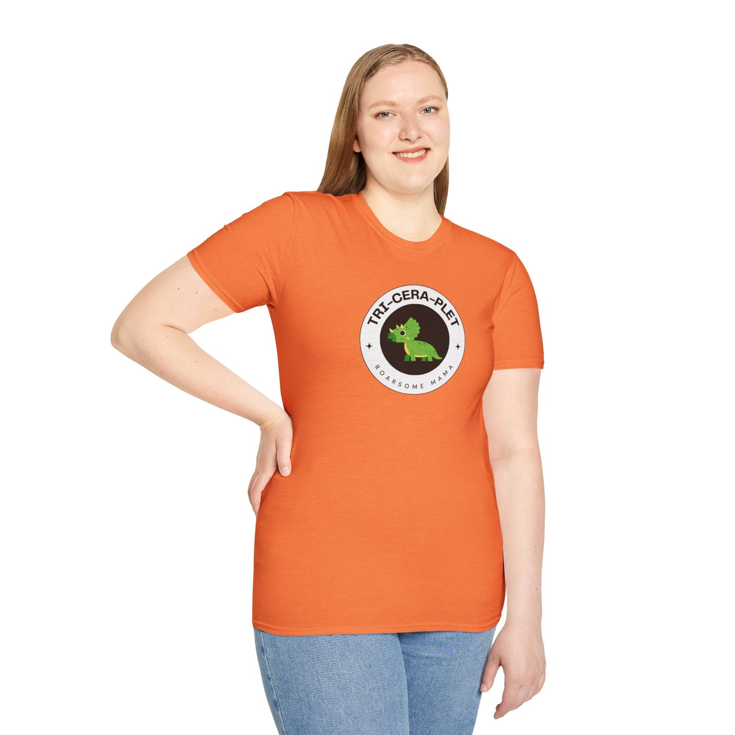Tri-Cera-Plet-Roarsome Mama- T-Shirt - for Triplet Mamas and Dinosaur Lovers