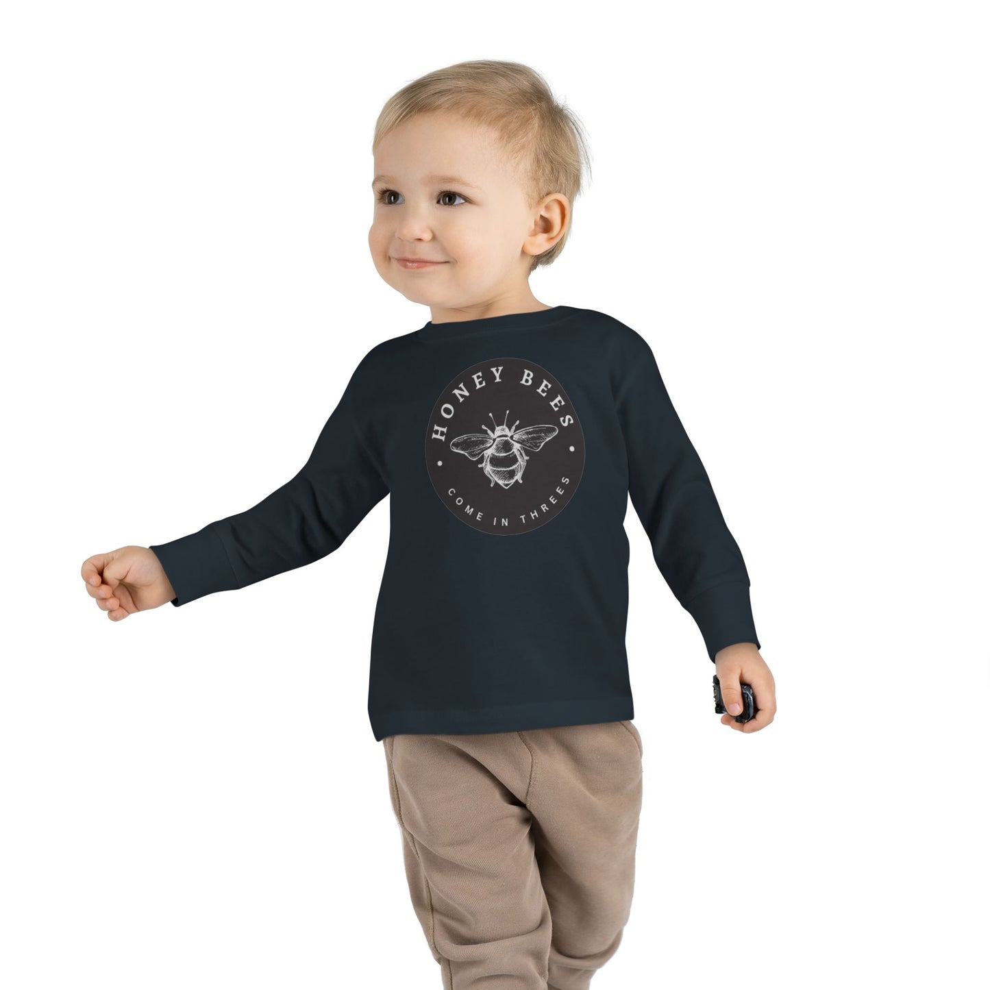 Honey Bees Come in Threes -2 -6 Years Old-Toddler Long Sleeve Tee, Toddler Gifts, Kids Apparel, Triplet Tee, Bee Lover Shirt, Matching Baby Outfit