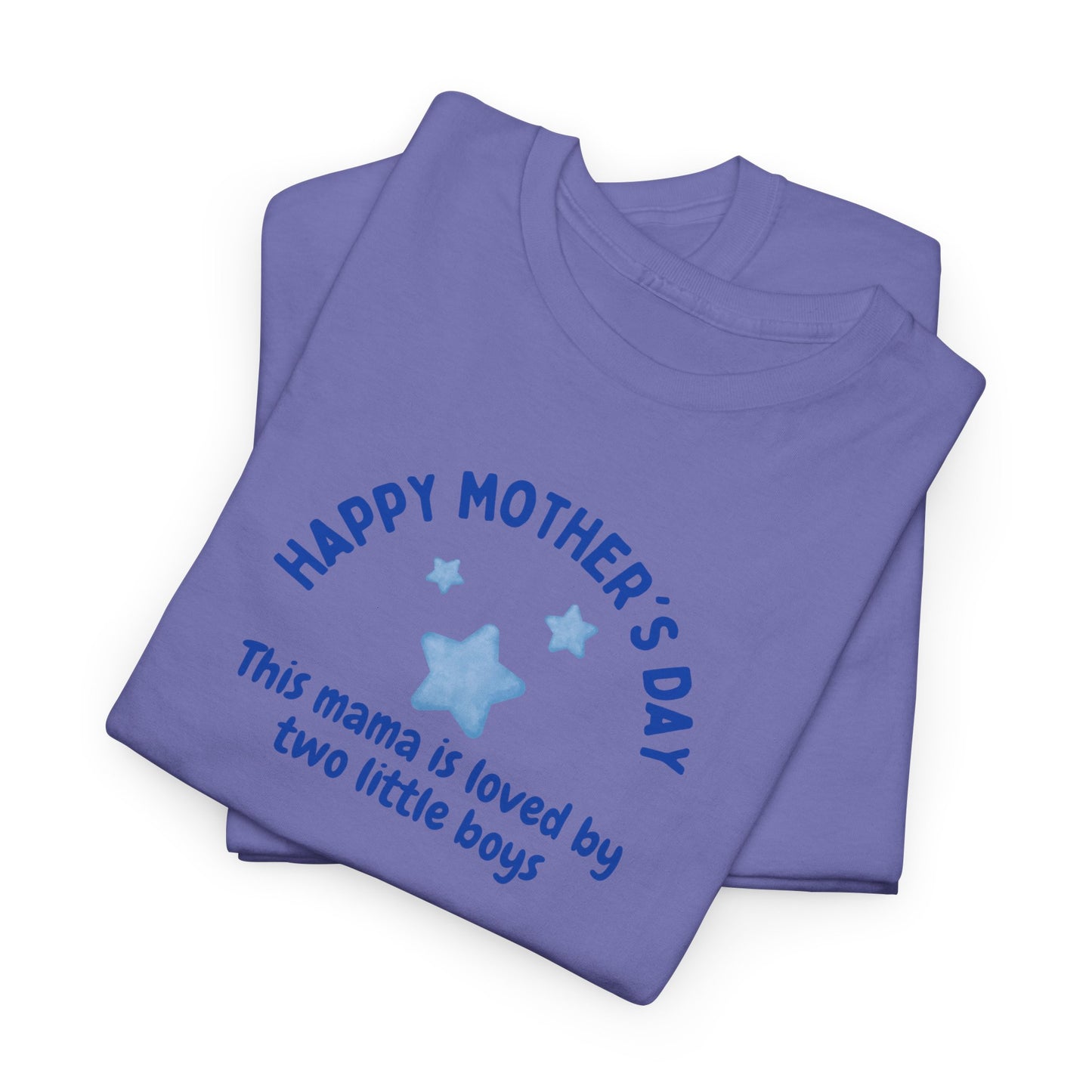 "This Mama is loved by two little boys-Happy Mother's Day" Cotton T-Shirt - Perfect Gift for Twin Moms