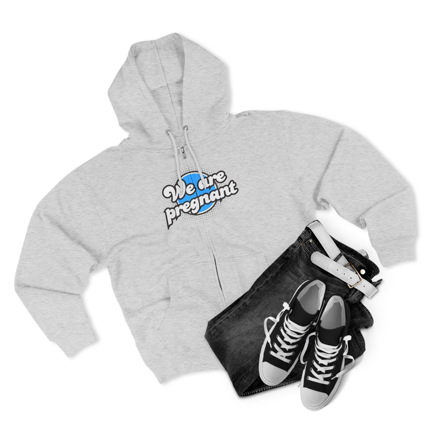 Unisex Zip Hoodie for Expecting Parents, We Are Pregnant Sweatshirt, Maternity Gift, Baby Announcement Apparel, Cozy Pregnancy Wear