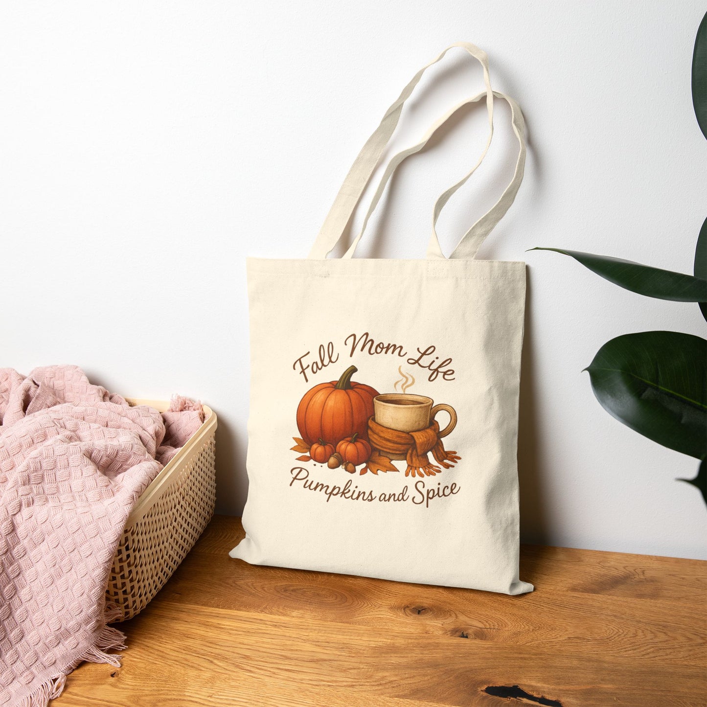 Fall Mom Cotton Canvas Tote Bag