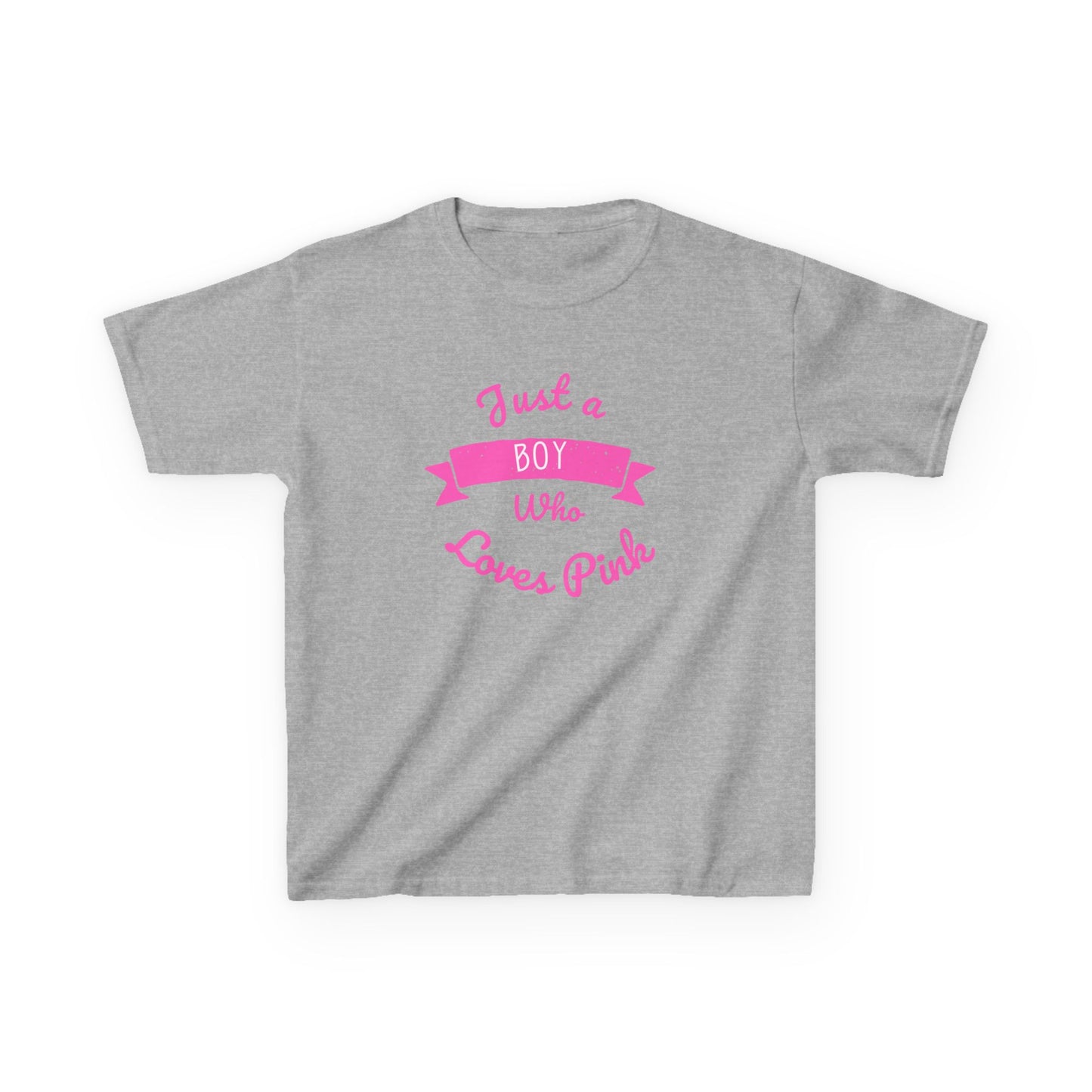 Just a Boy Who Loves Pink Kids Heavy Cotton Tee - Fun T-Shirt for Boys, Great for Birthdays and Celebrations
