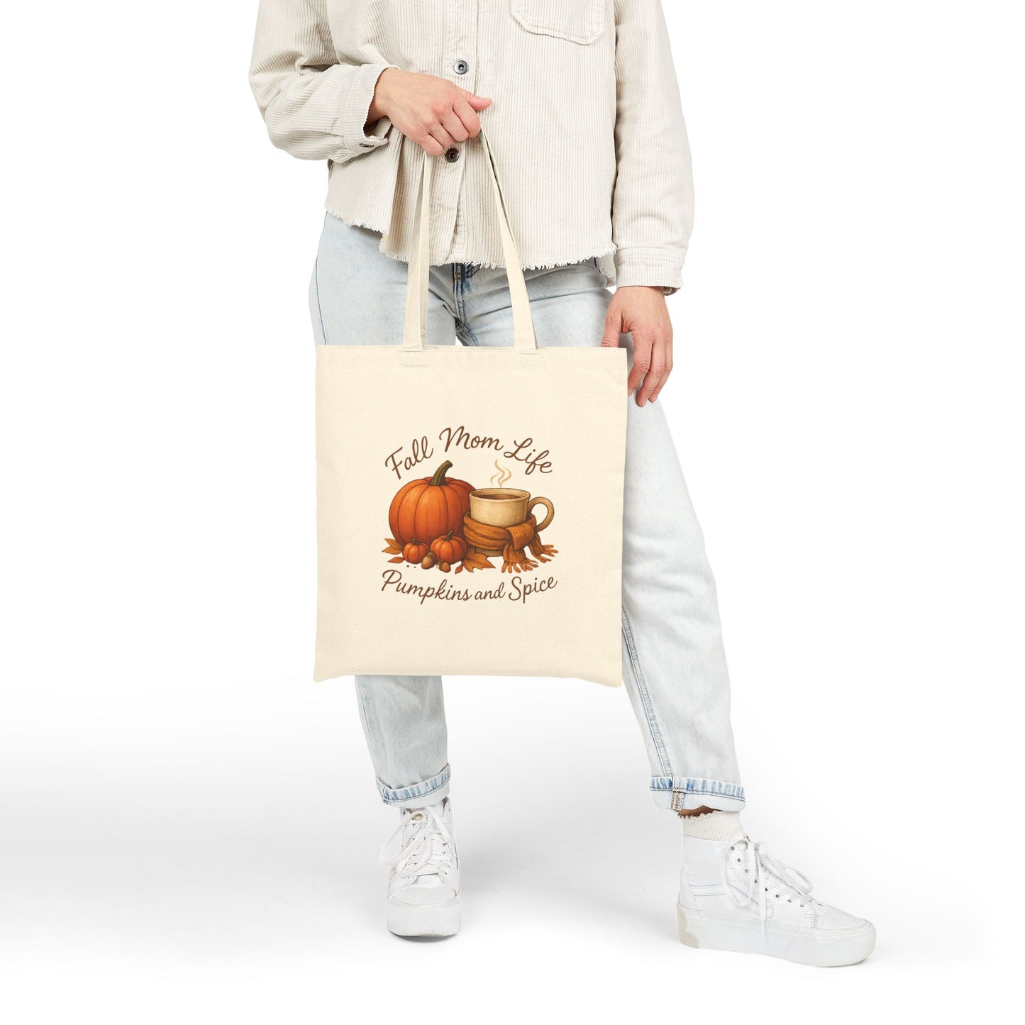 Fall Mom Cotton Canvas Tote Bag
