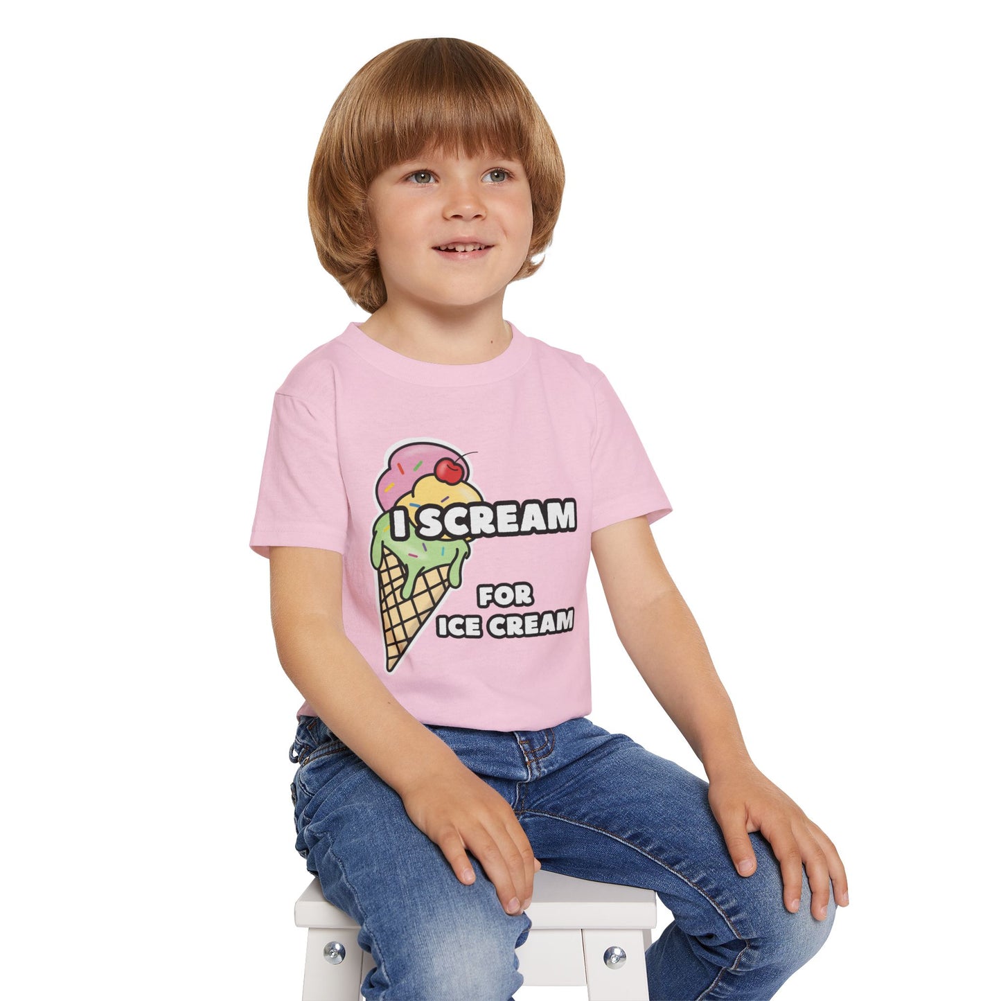 Cute Toddler T-Shirt - I Scream for Ice Cream, Summer Tee for Kids, Birthday Gift, Fun Humorous Shirt, Toddler Apparel