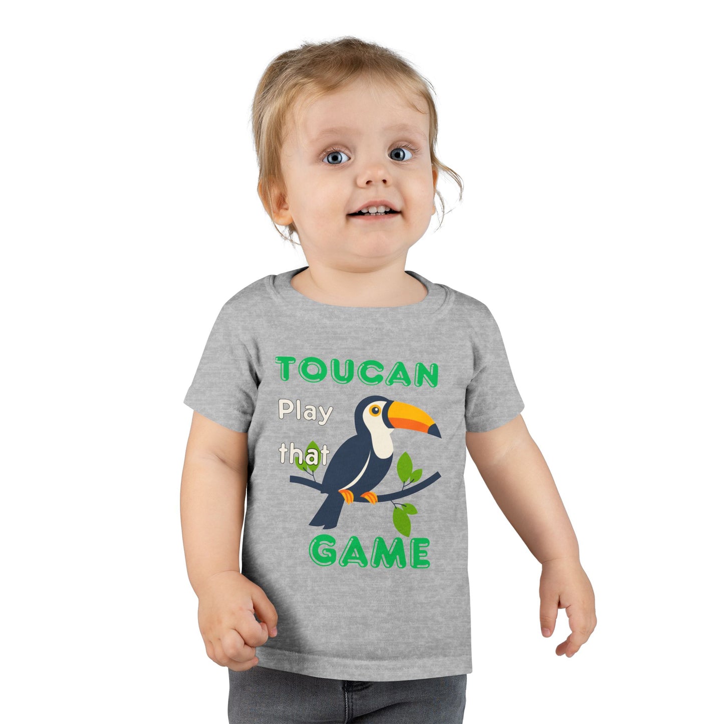 Twin Toddler T-Shirt - "Toucan Play That Game" - Fun Gray Tee for Kids