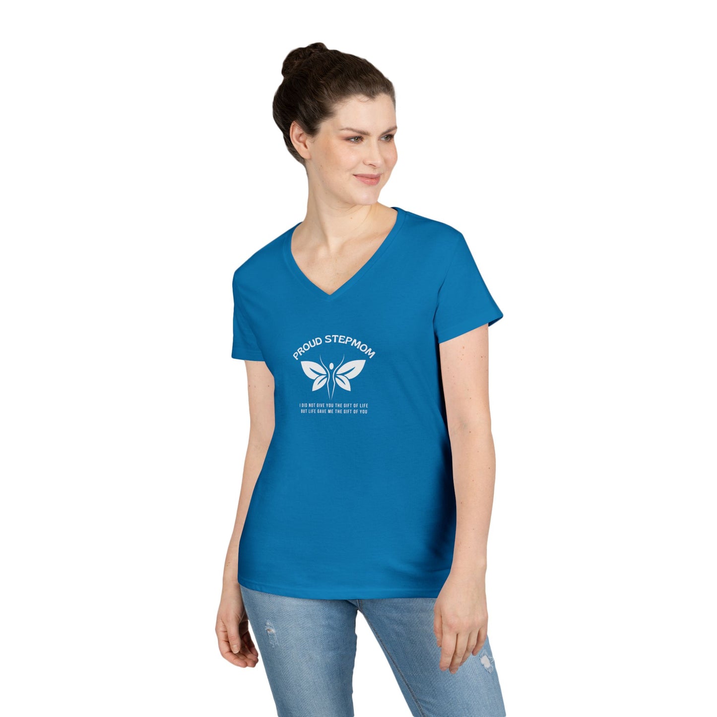"Proud Stepmom"- V-Neck T-Shirt - Cute Gift for Stepmoms