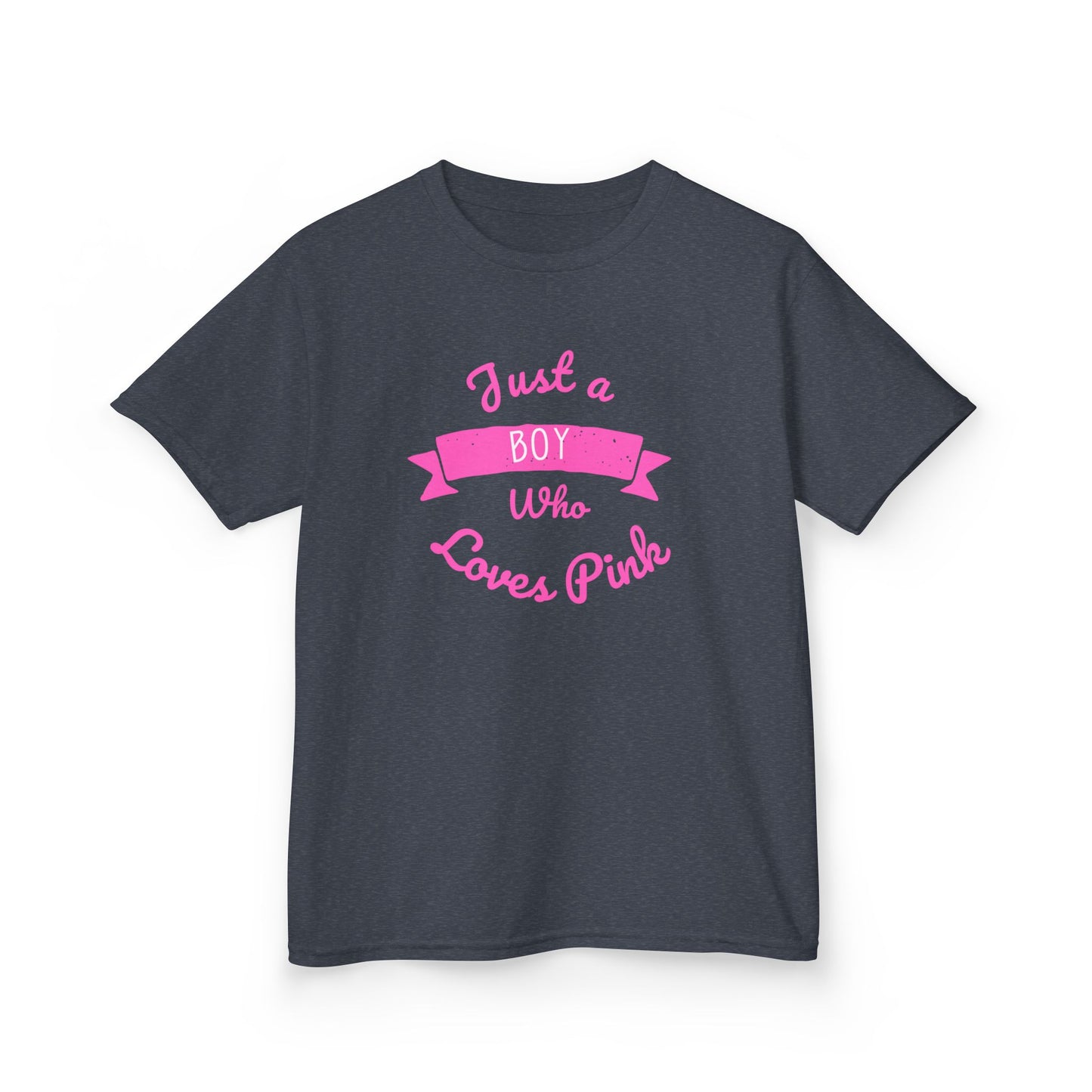 Just a Boy Who Loves Pink Kids Heavy Cotton Tee - Fun T-Shirt for Boys, Great for Birthdays and Celebrations