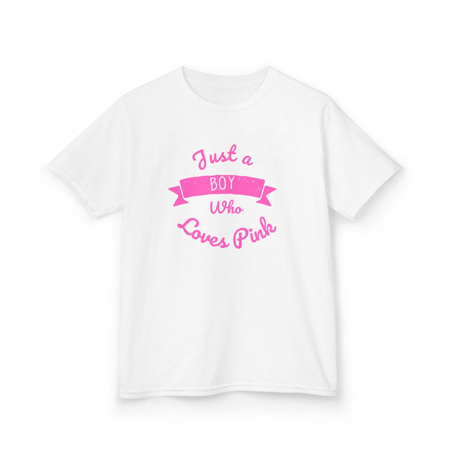Just a Boy Who Loves Pink Kids Heavy Cotton Tee - Fun T-Shirt for Boys, Great for Birthdays and Celebrations