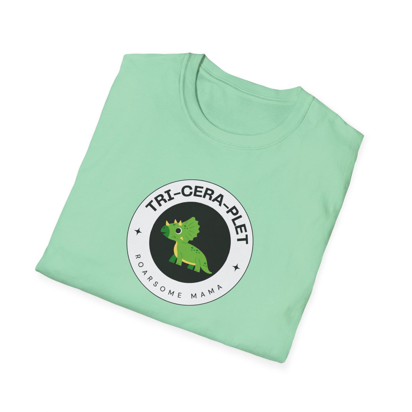 Tri-Cera-Plet-Roarsome Mama- T-Shirt - for Triplet Mamas and Dinosaur Lovers