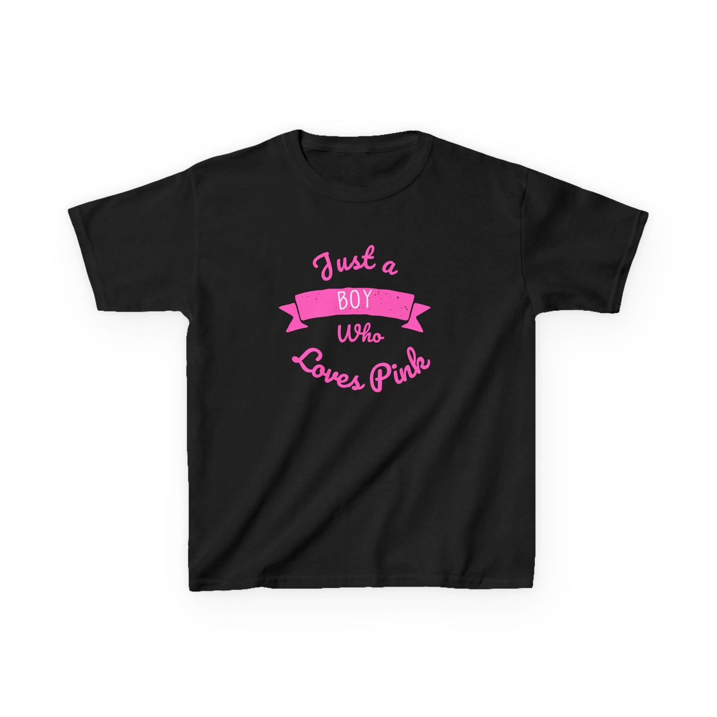 Just a Boy Who Loves Pink Kids Heavy Cotton Tee - Fun T-Shirt for Boys, Great for Birthdays and Celebrations