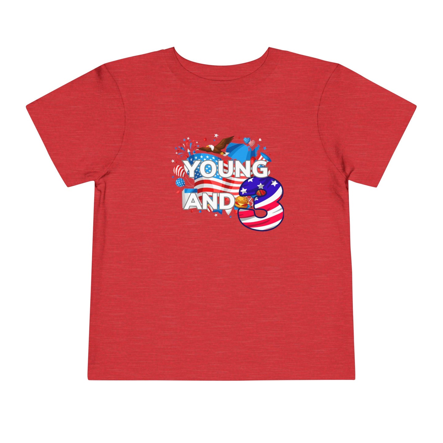 3rd Birthday- "Young and Free" USA Toddler Tee – Cute Kids' Unisex Shirt with Patriotic Design