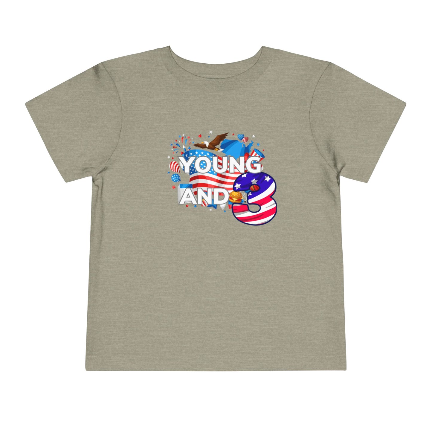 3rd Birthday- "Young and Free" USA Toddler Tee – Cute Kids' Unisex Shirt with Patriotic Design