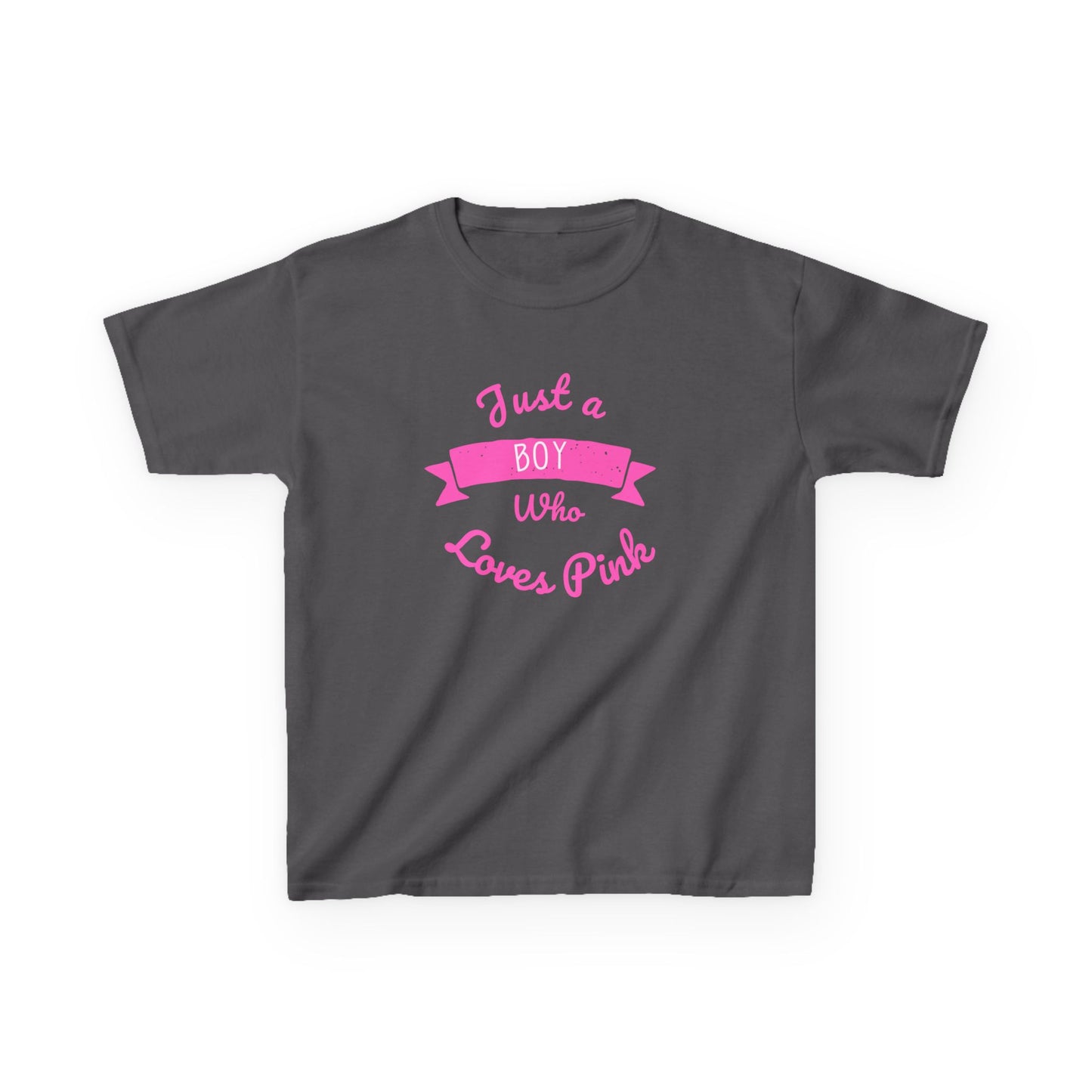 Just a Boy Who Loves Pink Kids Heavy Cotton Tee - Fun T-Shirt for Boys, Great for Birthdays and Celebrations