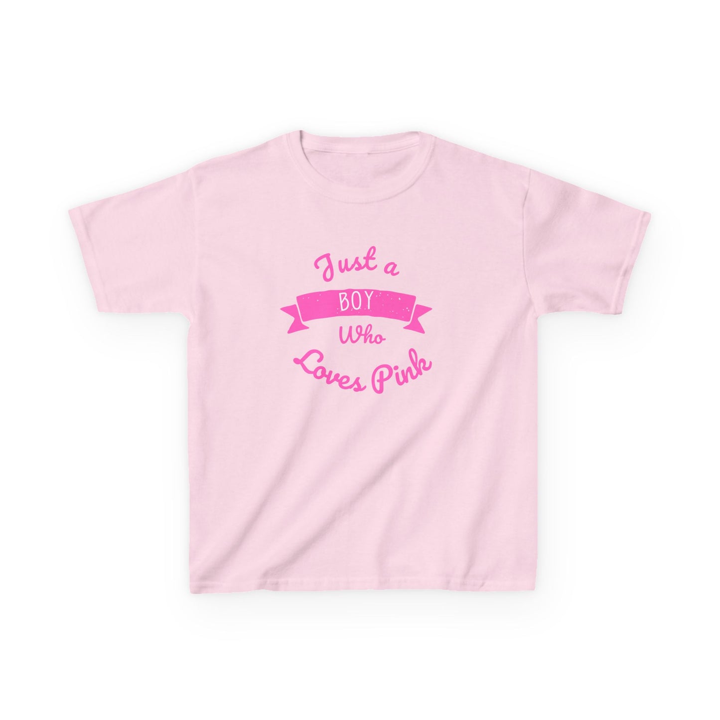 Just a Boy Who Loves Pink Kids Heavy Cotton Tee - Fun T-Shirt for Boys, Great for Birthdays and Celebrations