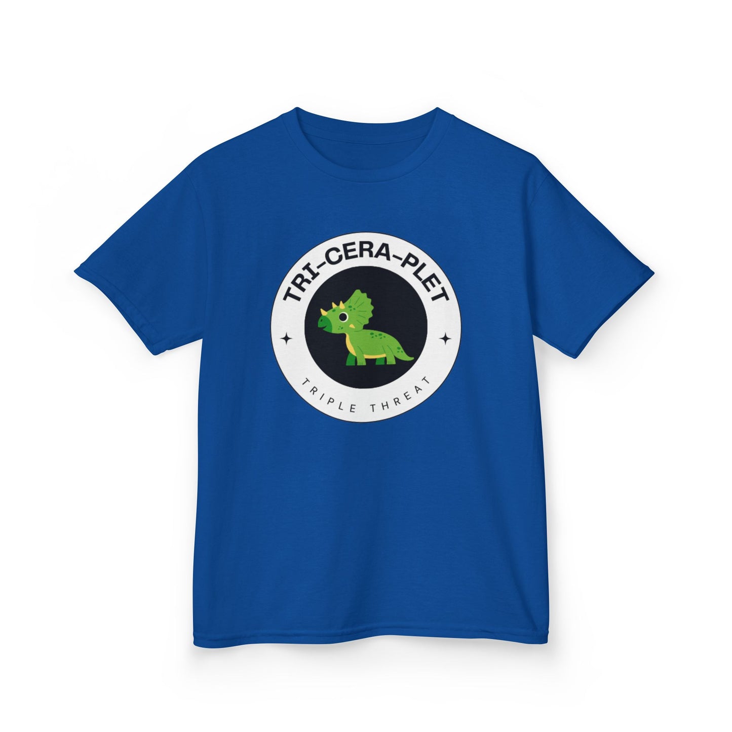 Tri-Cera-Plet Young Kids T-Shirt - Fun Dino Graphic T-Shirt for Triplets