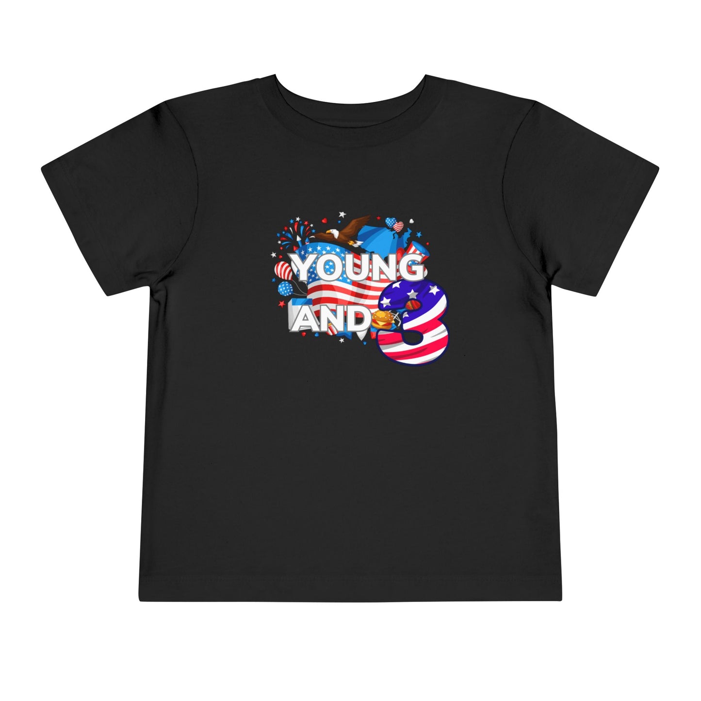 3rd Birthday- "Young and Free" USA Toddler Tee – Cute Kids' Unisex Shirt with Patriotic Design