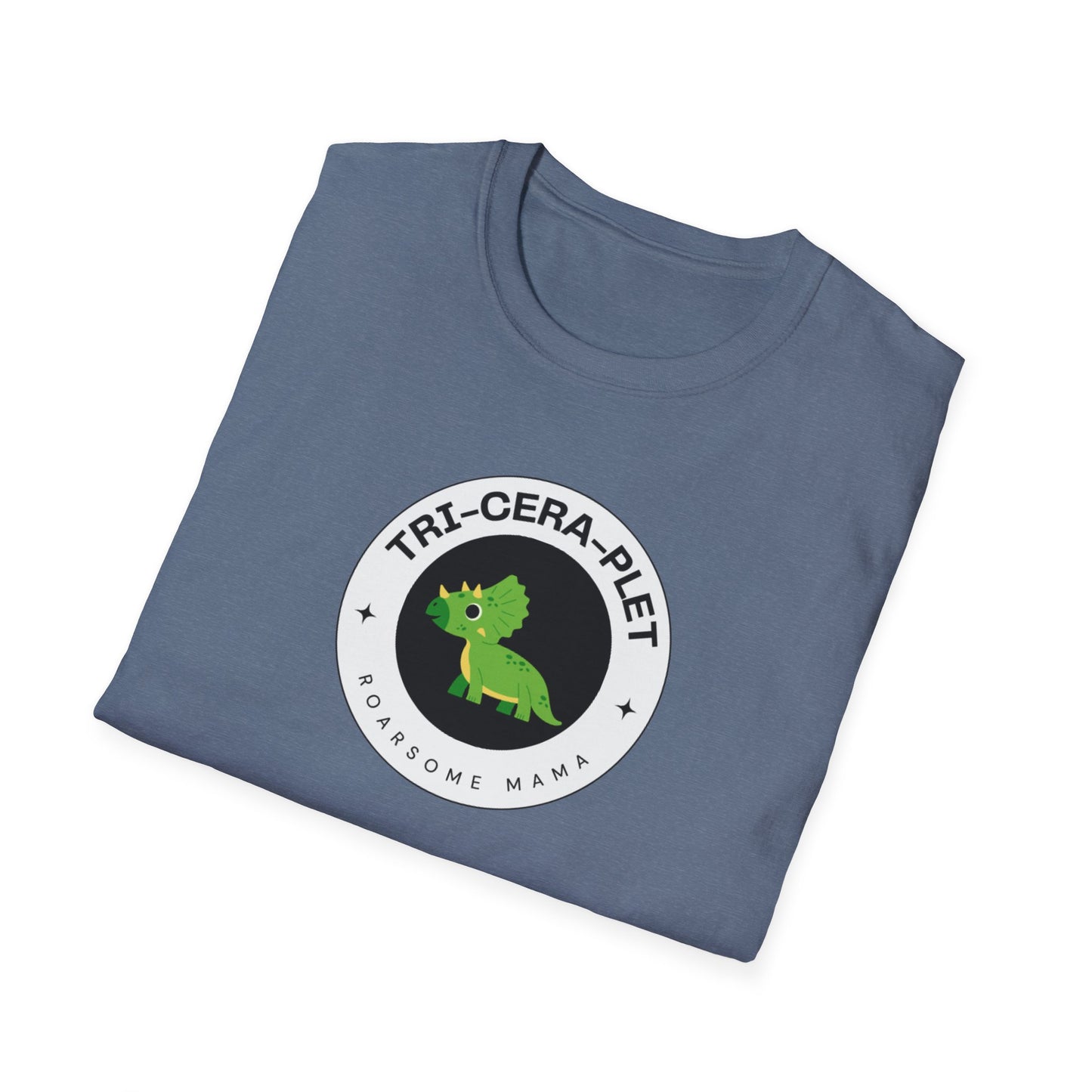 Tri-Cera-Plet-Roarsome Mama- T-Shirt - for Triplet Mamas and Dinosaur Lovers