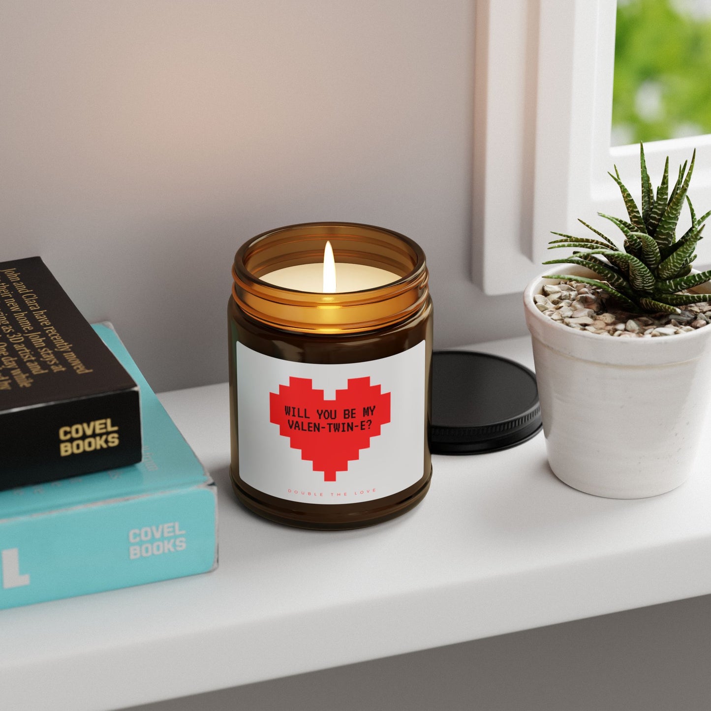 Romantic Candle - "Will You Be My Valen-twin-e?" - Perfect for Valentine's Day
