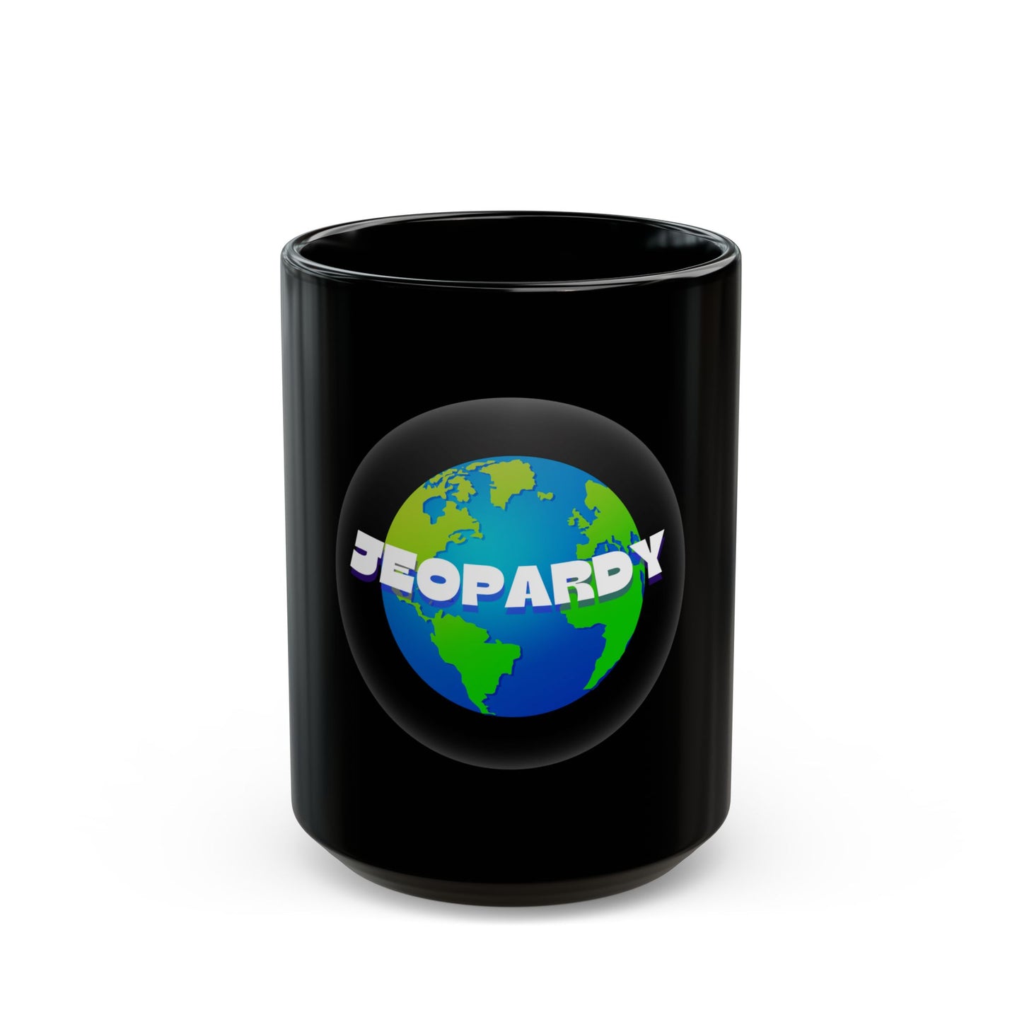 Jeopardy! Themed Black Coffee Mug - Trivia Lover Gift