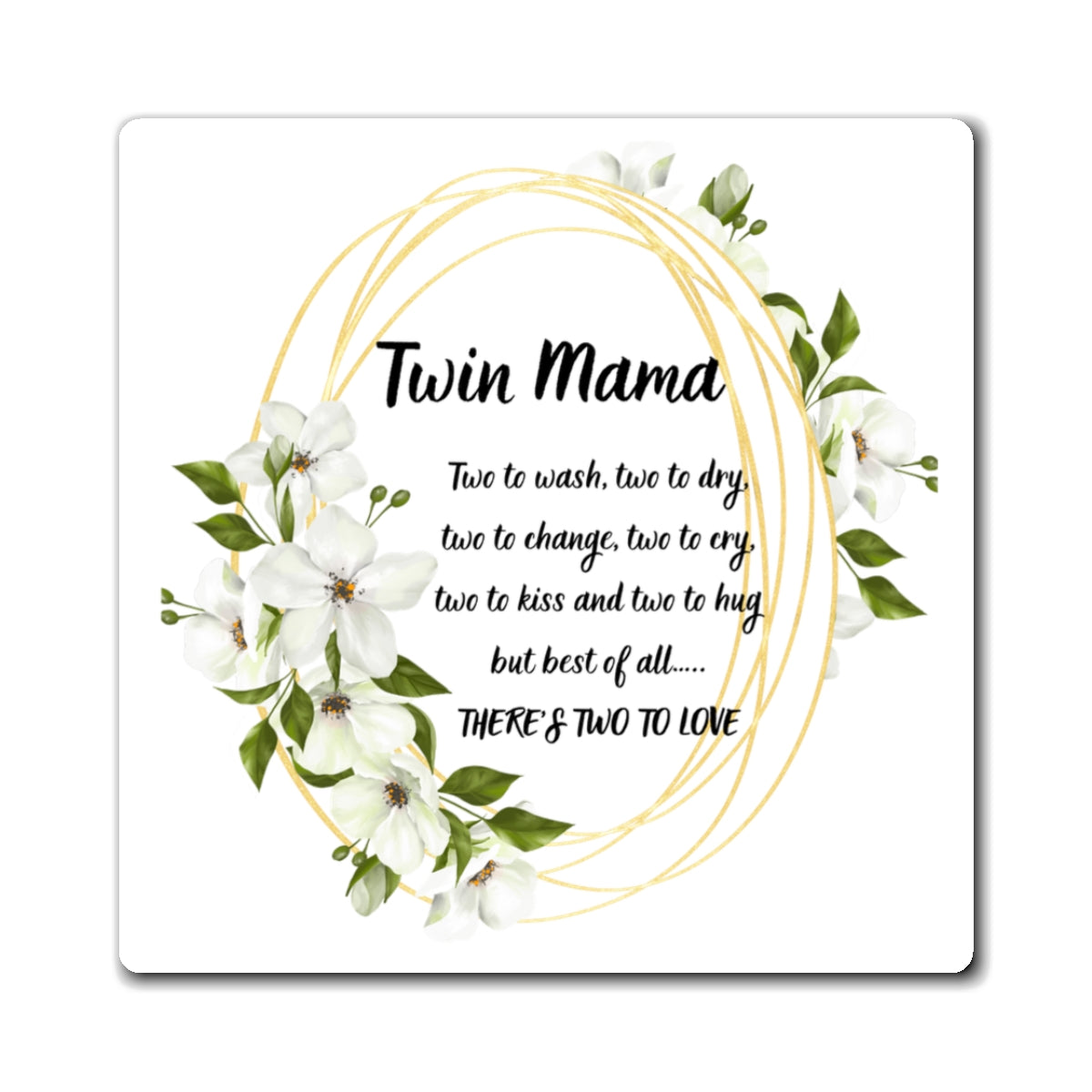Floral Twin Mama Magnet | Gift for New Moms & Twins