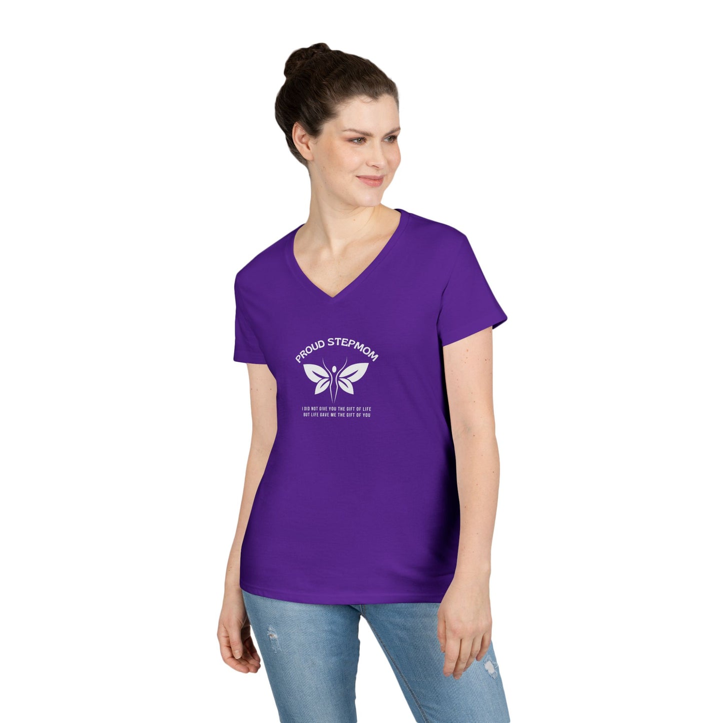 "Proud Stepmom"- V-Neck T-Shirt - Cute Gift for Stepmoms