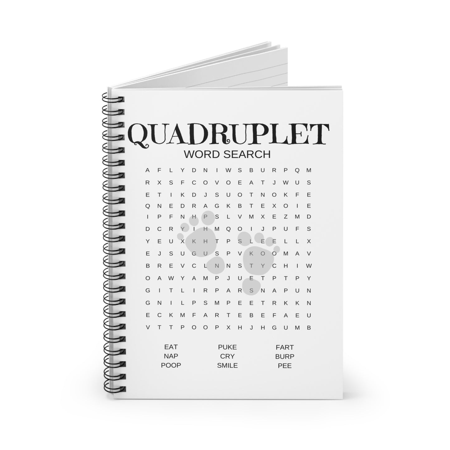 Quadruplet Funny Word Search Spiral Notebook - Ruled Lined
