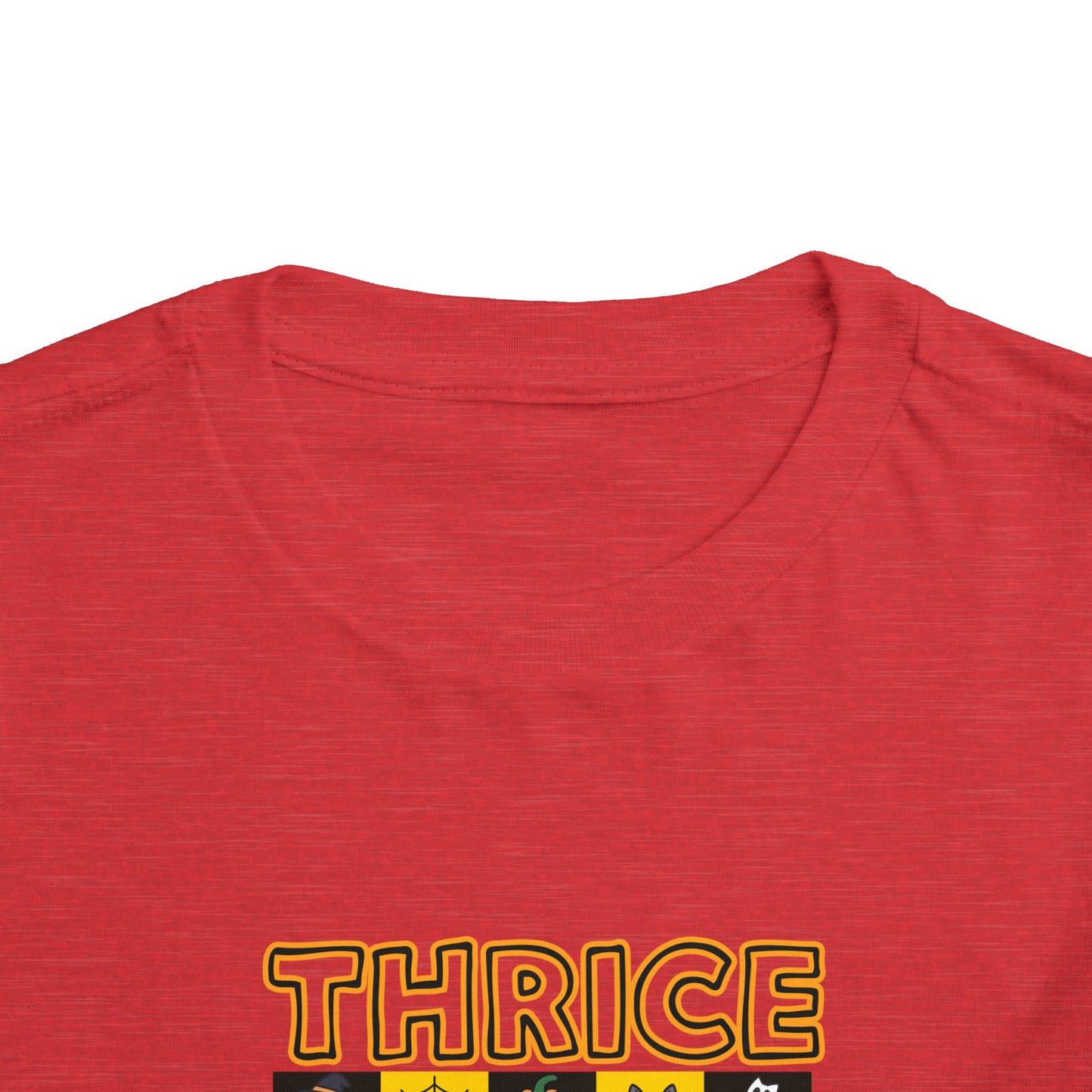 Triplet Halloween Matching Tee — "Thrice As Nice" Cute Checkerboard Fall Graphic (2 to 5 years)