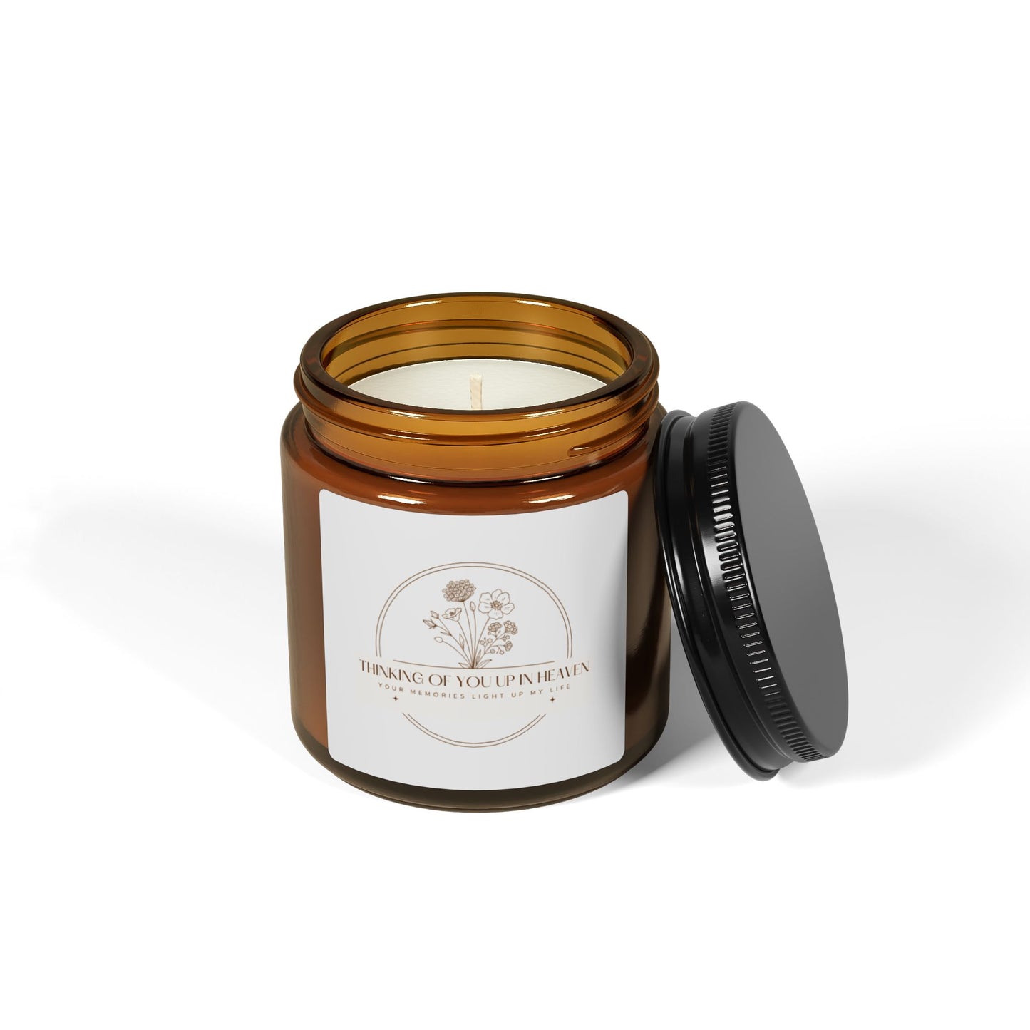 Bereavement Anniversary Soy Candle - Thinking of You up in Heaven - Loss of a loved one- Special Memories Gift