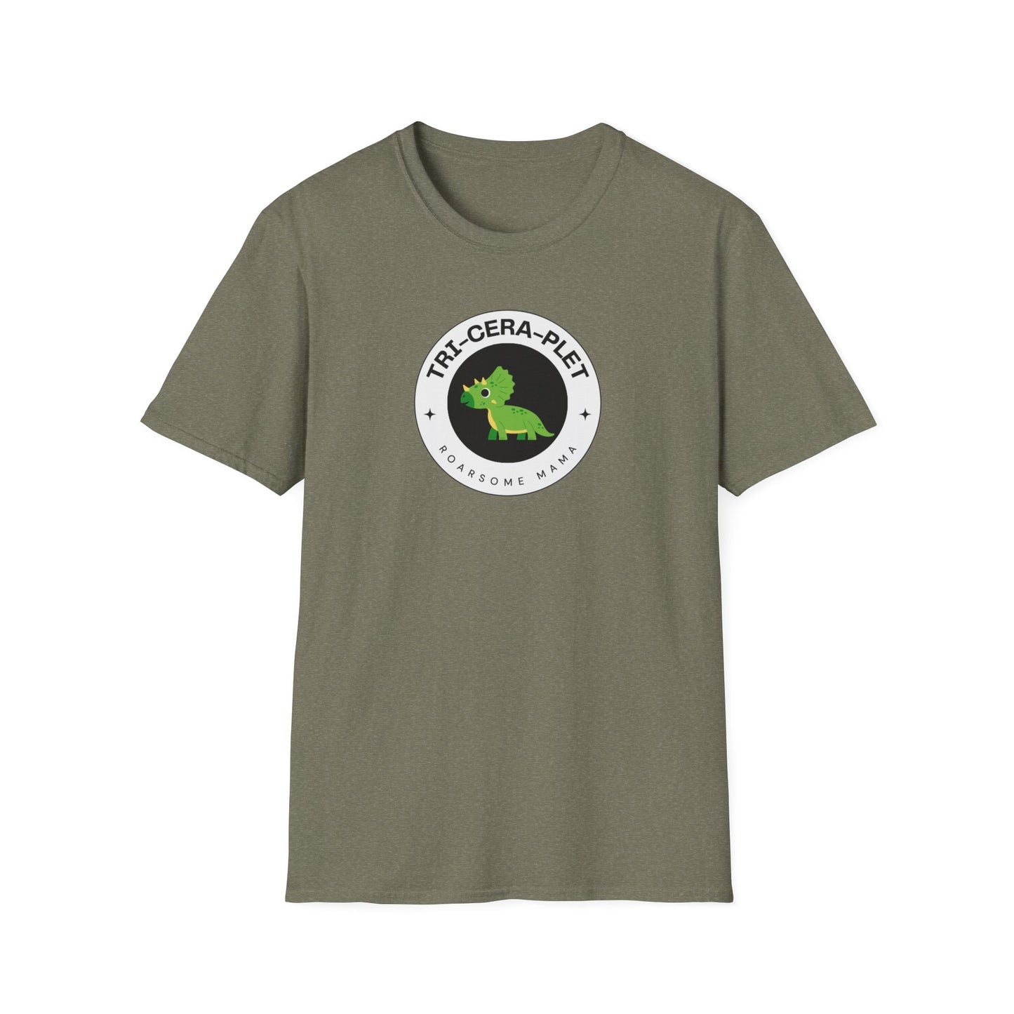 Tri-Cera-Plet-Roarsome Mama- T-Shirt - for Triplet Mamas and Dinosaur Lovers