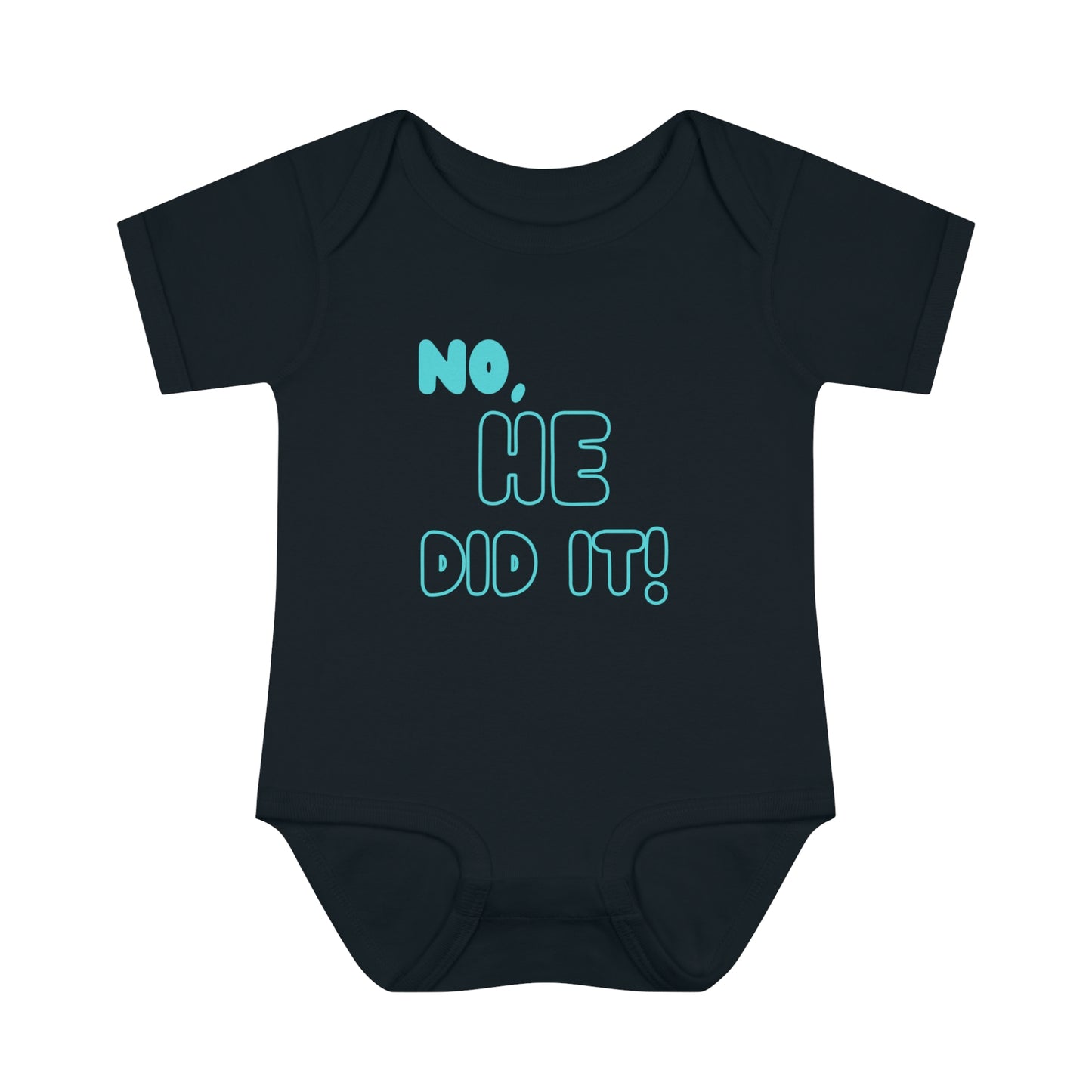 He Did It! No, He Did It! Funny Joke Set (2 Bodysuits) for Twin Boys
